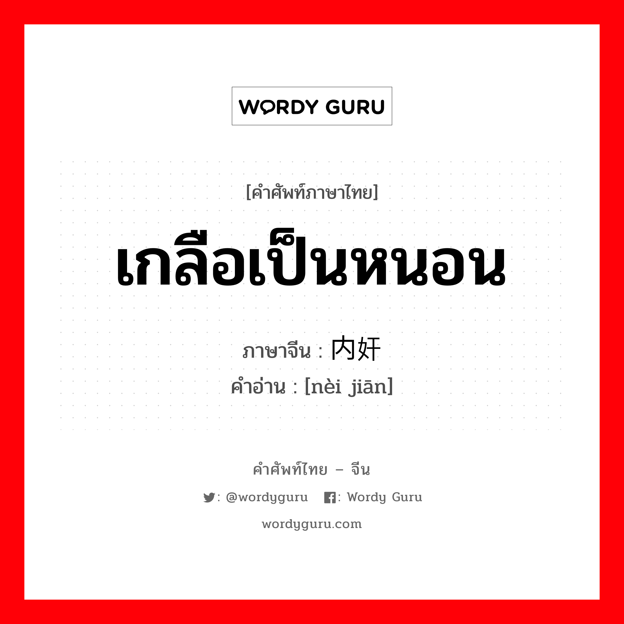 เกลือเป็นหนอน ภาษาจีนคืออะไร, คำศัพท์ภาษาไทย - จีน เกลือเป็นหนอน ภาษาจีน 内奸 คำอ่าน [nèi jiān]