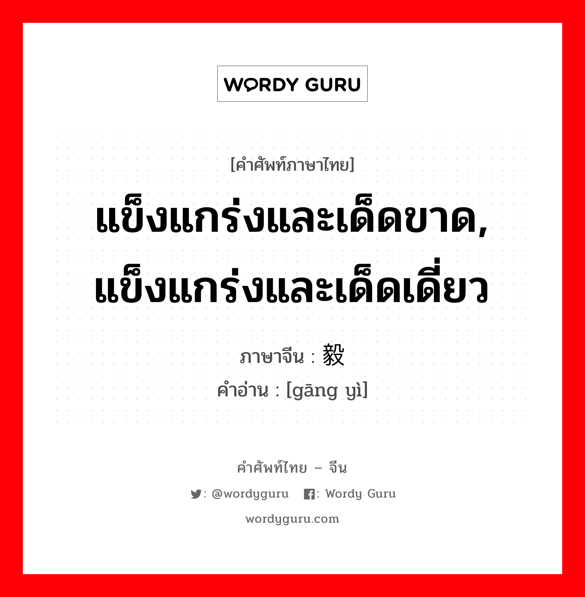 แข็งแกร่งและเด็ดขาด, แข็งแกร่งและเด็ดเดี่ยว ภาษาจีนคืออะไร, คำศัพท์ภาษาไทย - จีน แข็งแกร่งและเด็ดขาด, แข็งแกร่งและเด็ดเดี่ยว ภาษาจีน 刚毅 คำอ่าน [gāng yì]