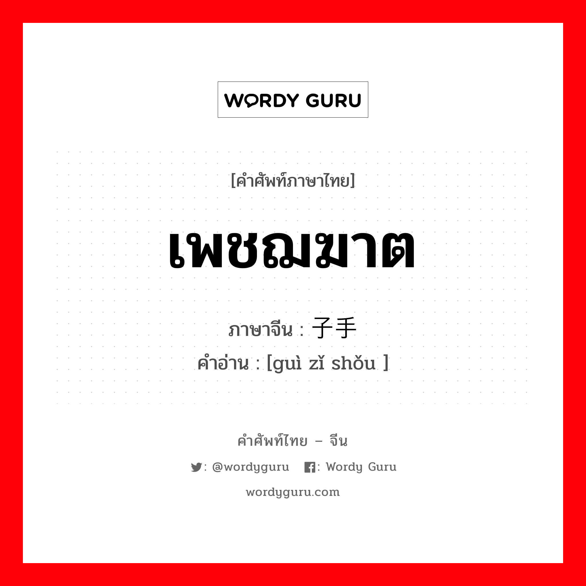 เพชฌฆาต ภาษาจีนคืออะไร, คำศัพท์ภาษาไทย - จีน เพชฌฆาต ภาษาจีน 刽子手 คำอ่าน [guì zǐ shǒu ]