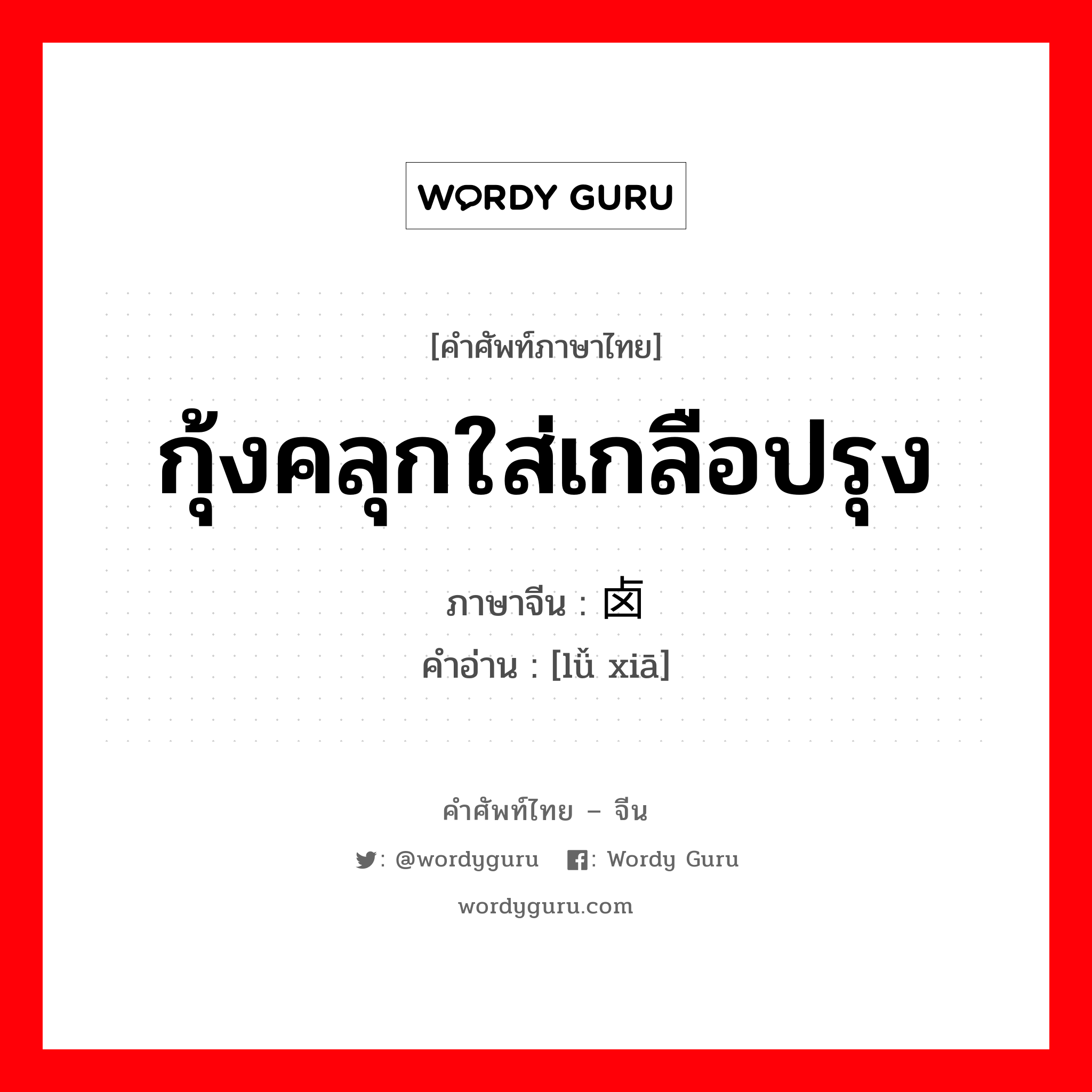 กุ้งคลุกใส่เกลือปรุง ภาษาจีนคืออะไร, คำศัพท์ภาษาไทย - จีน กุ้งคลุกใส่เกลือปรุง ภาษาจีน 卤虾 คำอ่าน [lǚ xiā]