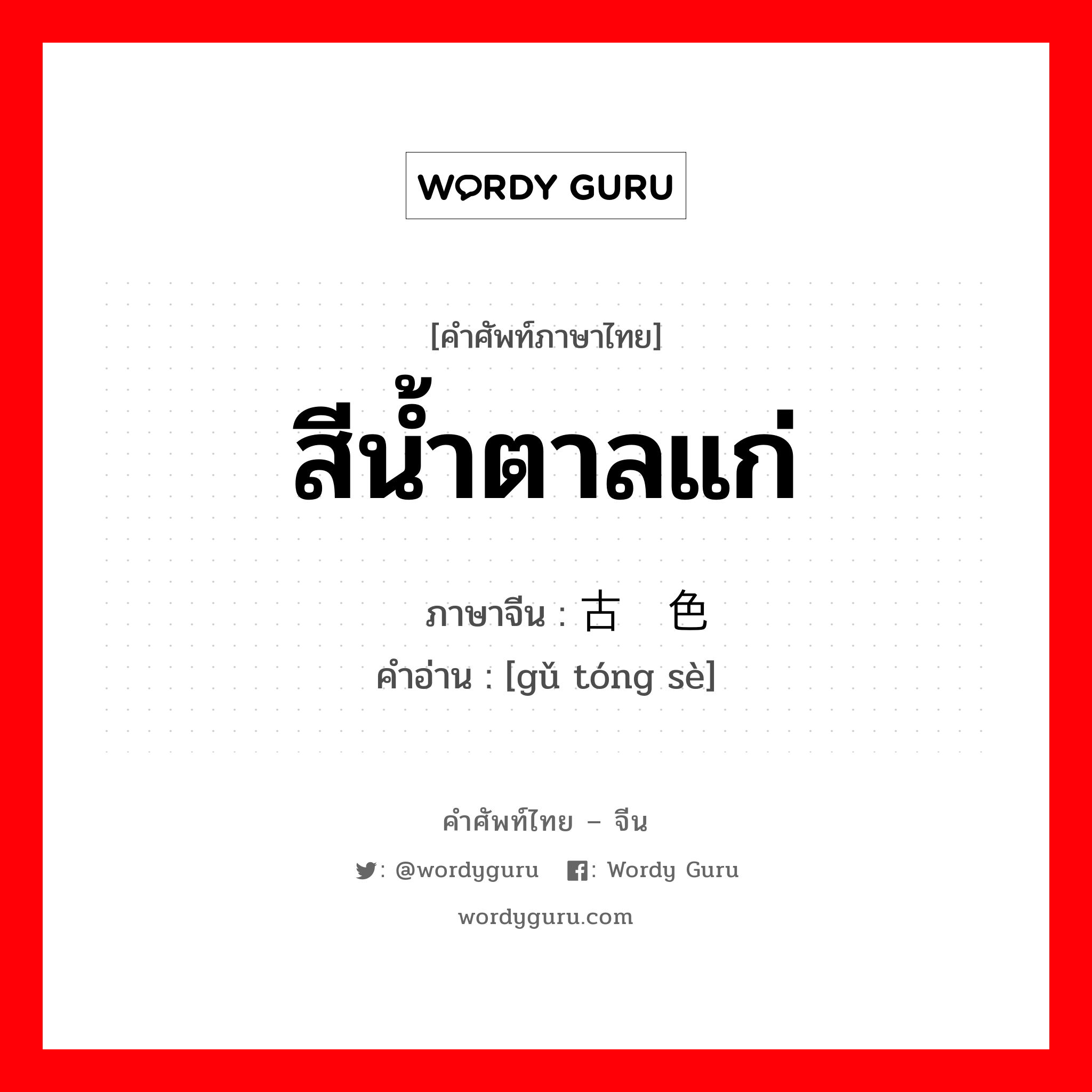 สีน้ำตาลแก่ ภาษาจีนคืออะไร, คำศัพท์ภาษาไทย - จีน สีน้ำตาลแก่ ภาษาจีน 古铜色 คำอ่าน [gǔ tóng sè]