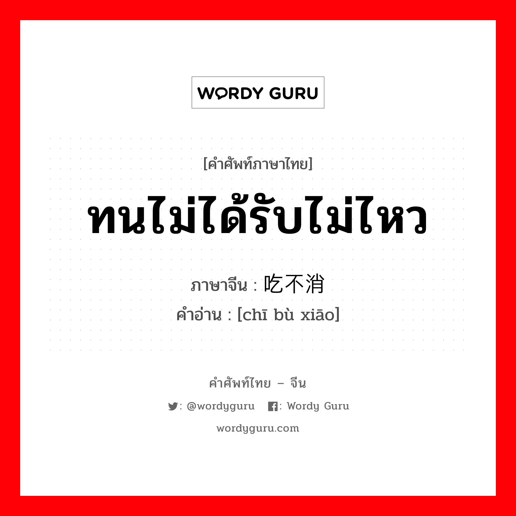 ทนไม่ได้รับไม่ไหว ภาษาจีนคืออะไร, คำศัพท์ภาษาไทย - จีน ทนไม่ได้รับไม่ไหว ภาษาจีน 吃不消 คำอ่าน [chī bù xiāo]