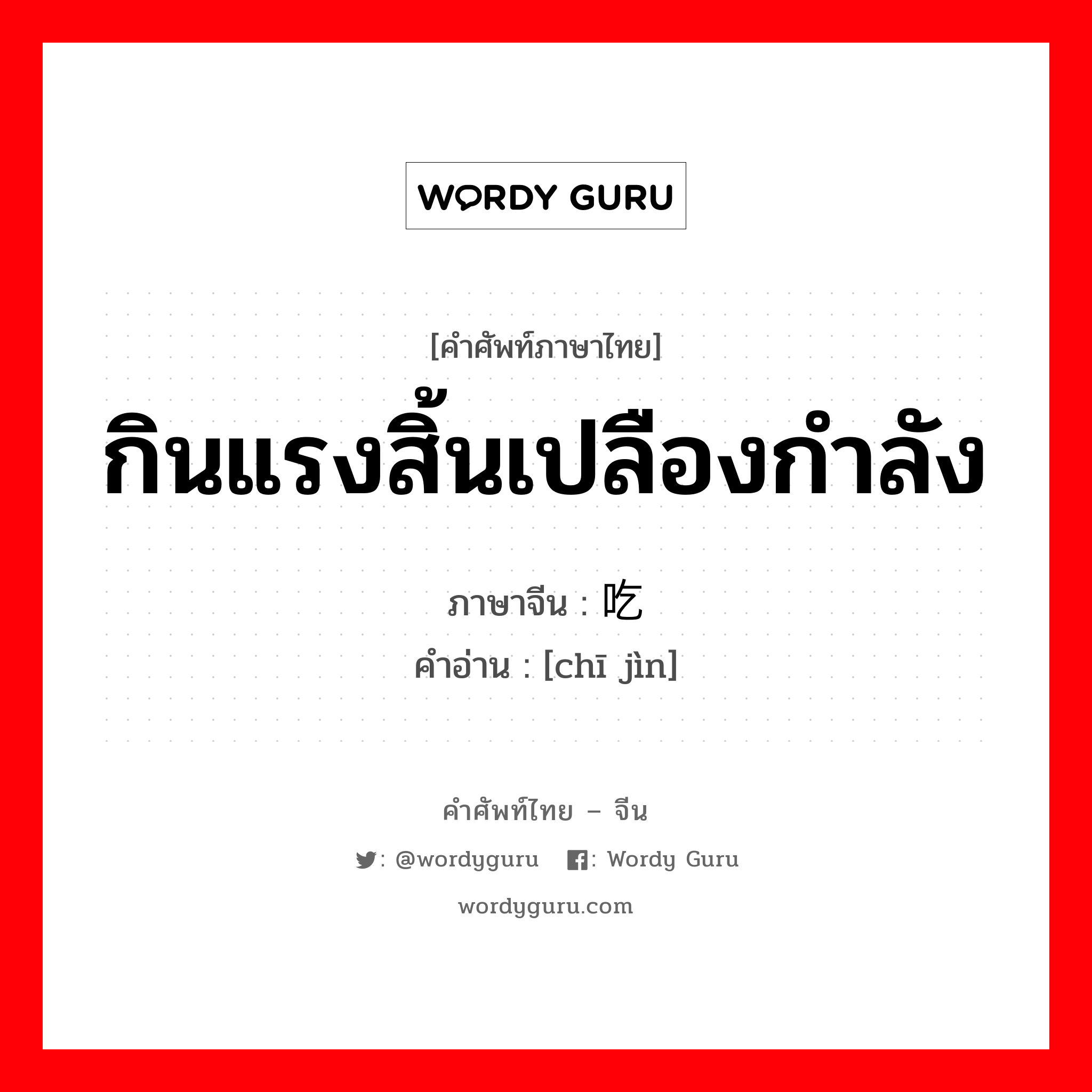 กินแรงสิ้นเปลืองกำลัง ภาษาจีนคืออะไร, คำศัพท์ภาษาไทย - จีน กินแรงสิ้นเปลืองกำลัง ภาษาจีน 吃劲 คำอ่าน [chī jìn]