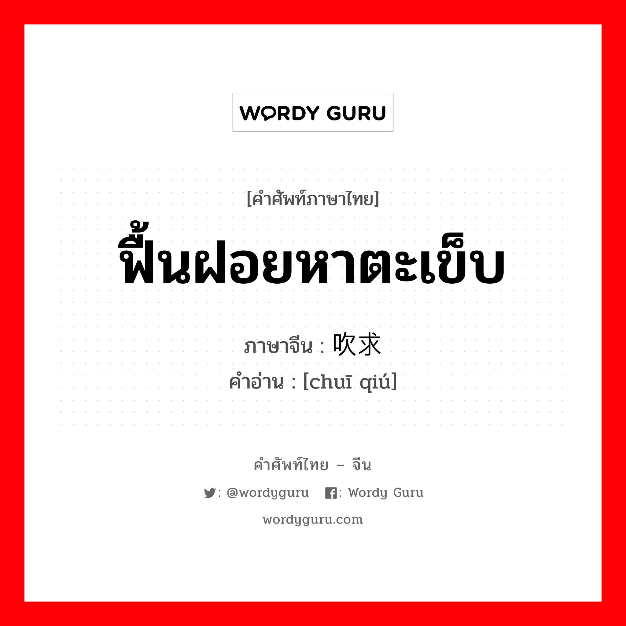 ฟื้นฝอยหาตะเข็บ ภาษาจีนคืออะไร, คำศัพท์ภาษาไทย - จีน ฟื้นฝอยหาตะเข็บ ภาษาจีน 吹求 คำอ่าน [chuī qiú]