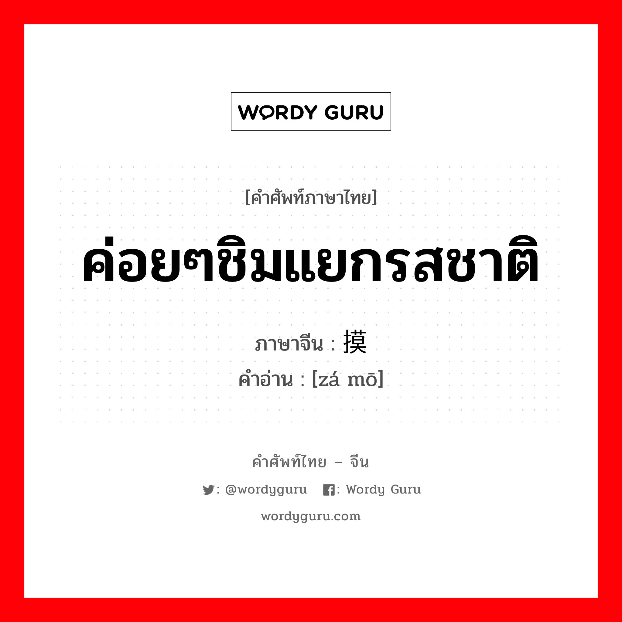 ค่อยๆชิมแยกรสชาติ ภาษาจีนคืออะไร, คำศัพท์ภาษาไทย - จีน ค่อยๆชิมแยกรสชาติ ภาษาจีน 咂摸 คำอ่าน [zá mō]