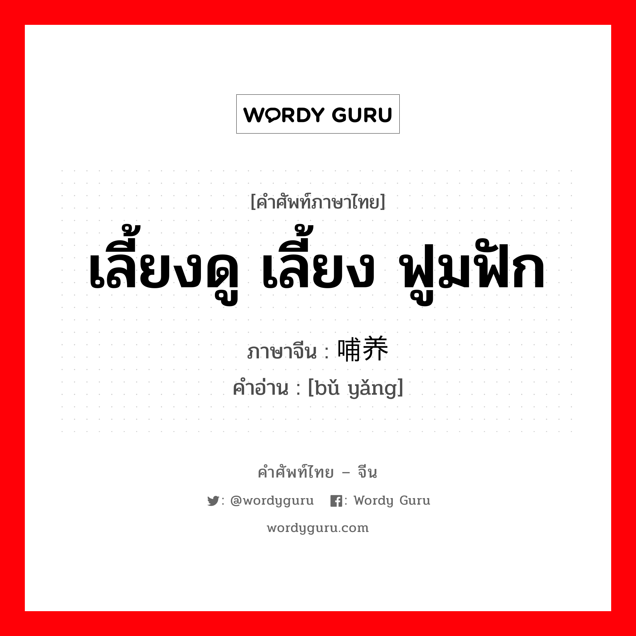 เลี้ยงดู เลี้ยง ฟูมฟัก ภาษาจีนคืออะไร, คำศัพท์ภาษาไทย - จีน เลี้ยงดู เลี้ยง ฟูมฟัก ภาษาจีน 哺养 คำอ่าน [bǔ yǎng]