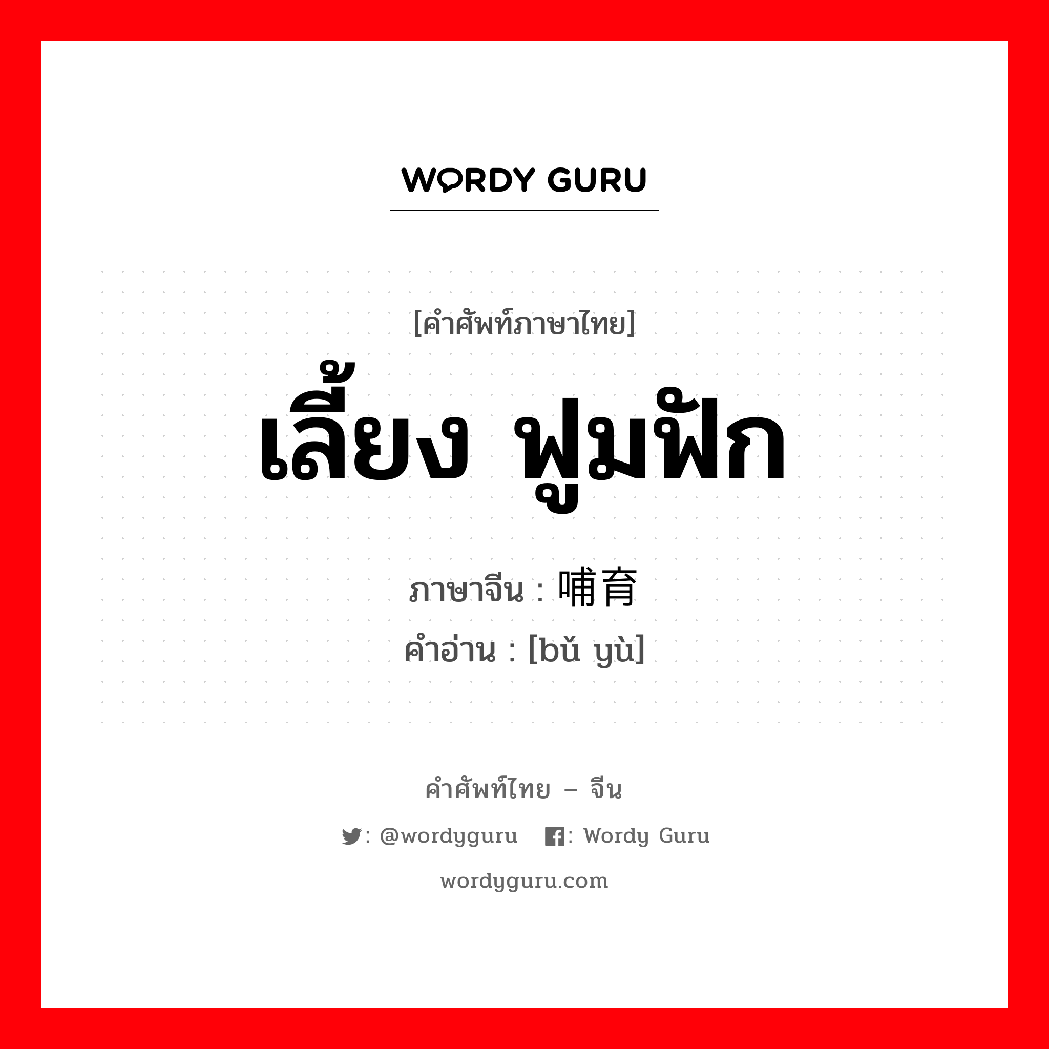 เลี้ยง ฟูมฟัก ภาษาจีนคืออะไร, คำศัพท์ภาษาไทย - จีน เลี้ยง ฟูมฟัก ภาษาจีน 哺育 คำอ่าน [bǔ yù]