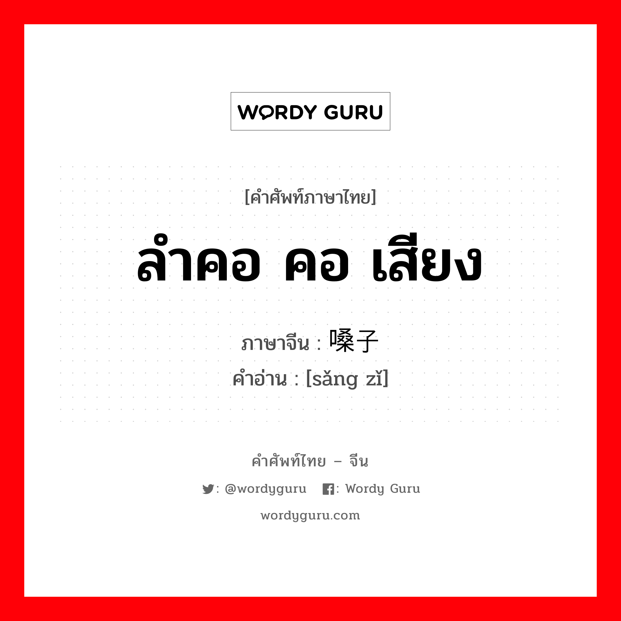 ลำคอ คอ เสียง ภาษาจีนคืออะไร, คำศัพท์ภาษาไทย - จีน ลำคอ คอ เสียง ภาษาจีน 嗓子 คำอ่าน [sǎng zǐ]