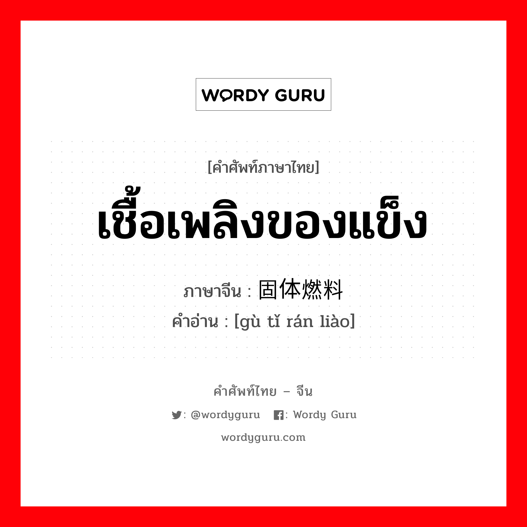 เชื้อเพลิงของแข็ง ภาษาจีนคืออะไร, คำศัพท์ภาษาไทย - จีน เชื้อเพลิงของแข็ง ภาษาจีน 固体燃料 คำอ่าน [gù tǐ rán liào]