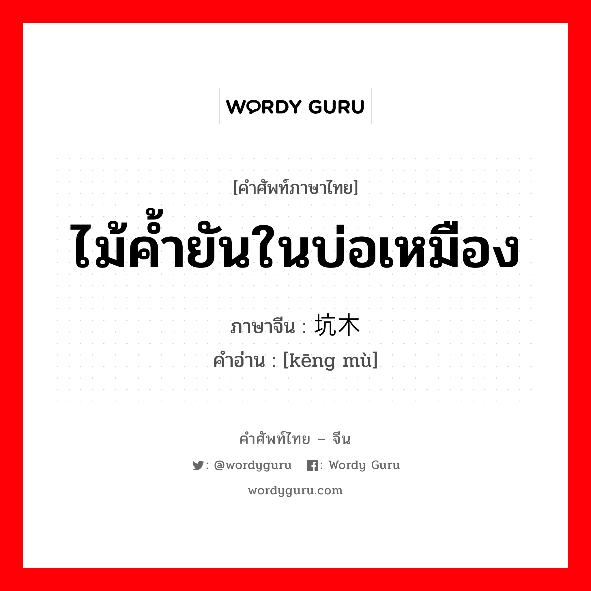 ไม้ค้ำยันในบ่อเหมือง ภาษาจีนคืออะไร, คำศัพท์ภาษาไทย - จีน ไม้ค้ำยันในบ่อเหมือง ภาษาจีน 坑木 คำอ่าน [kēng mù]