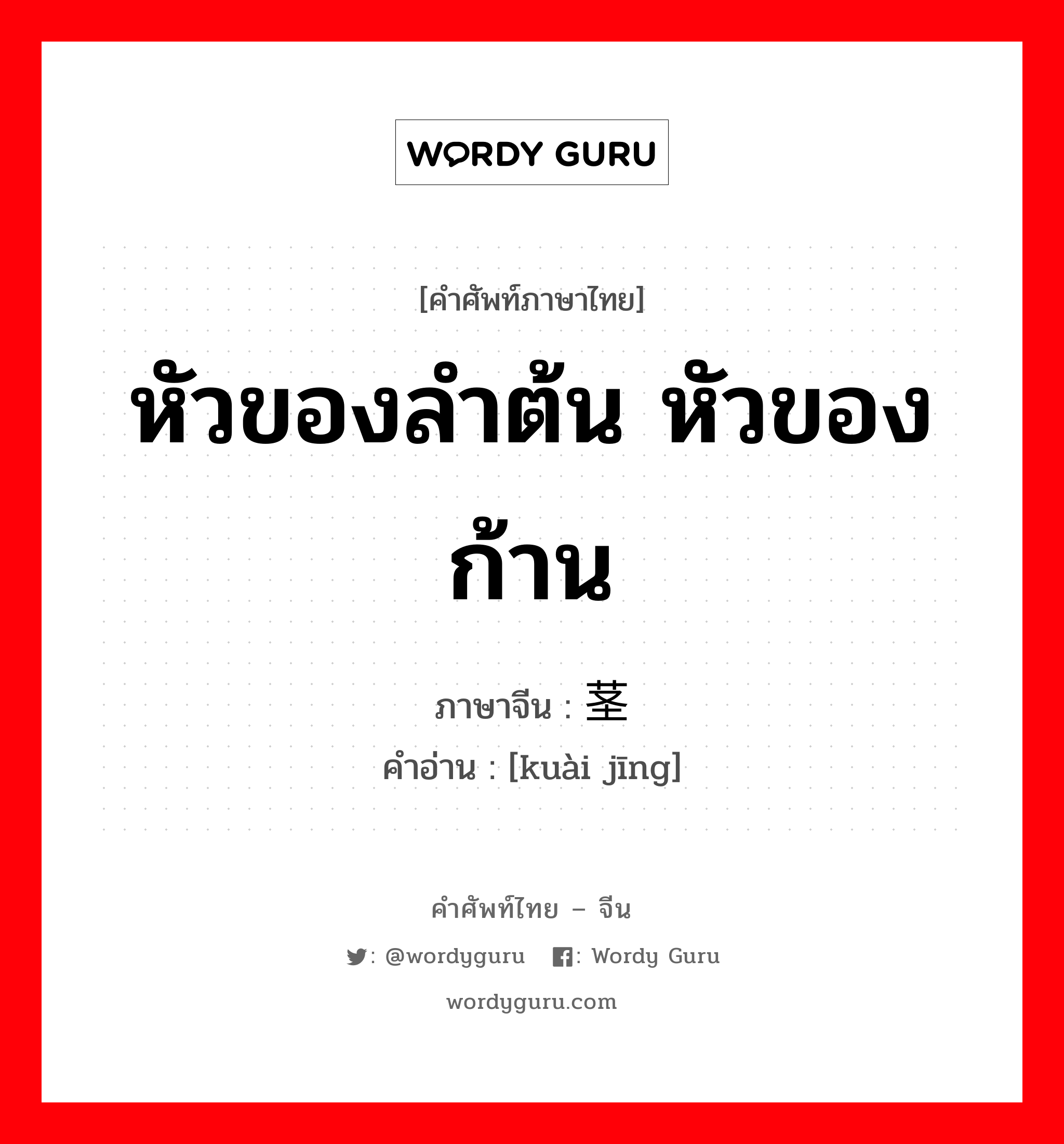 หัวของลำต้น หัวของก้าน ภาษาจีนคืออะไร, คำศัพท์ภาษาไทย - จีน หัวของลำต้น หัวของก้าน ภาษาจีน 块茎 คำอ่าน [kuài jīng]