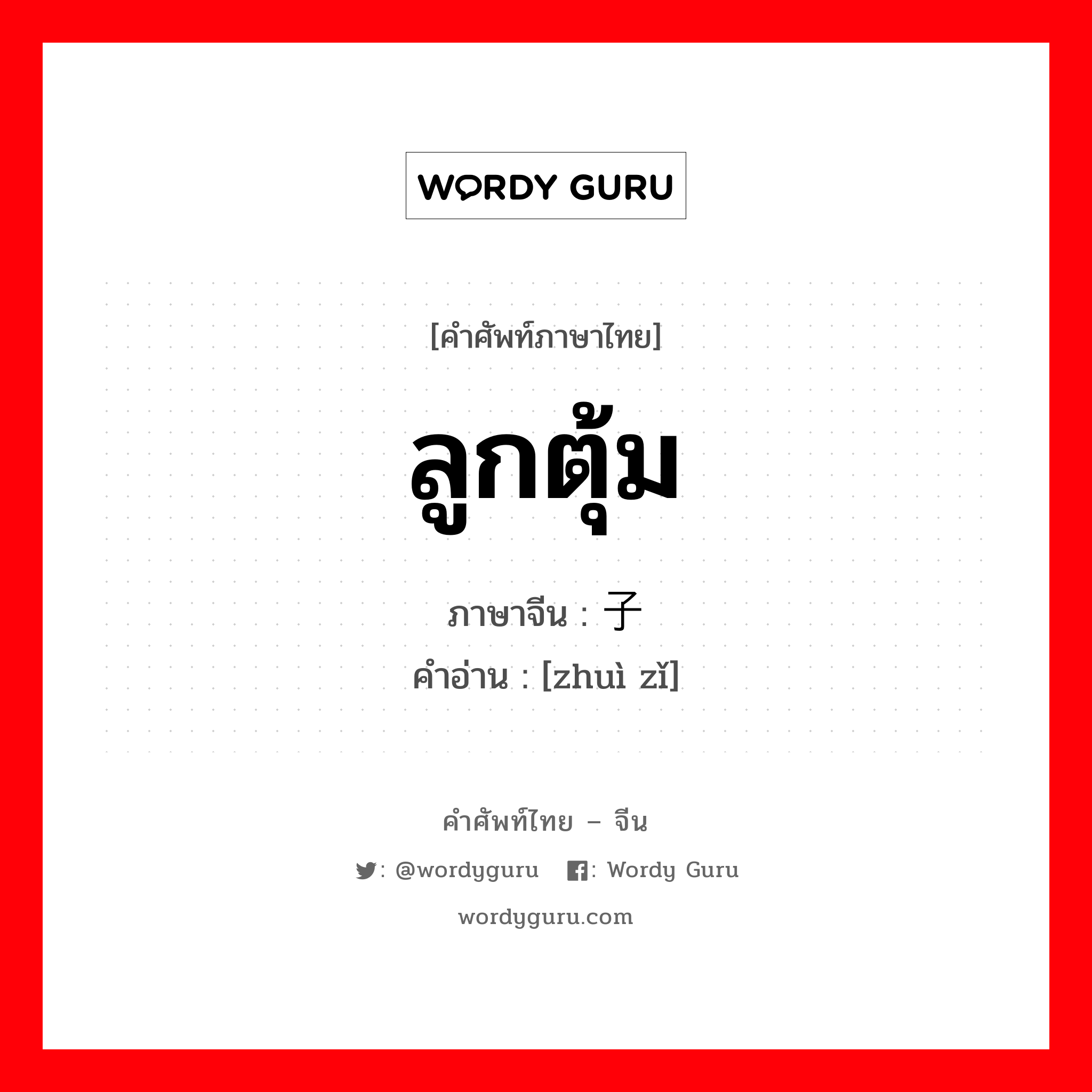 ลูกตุ้ม ภาษาจีนคืออะไร, คำศัพท์ภาษาไทย - จีน ลูกตุ้ม ภาษาจีน 坠子 คำอ่าน [zhuì zǐ]