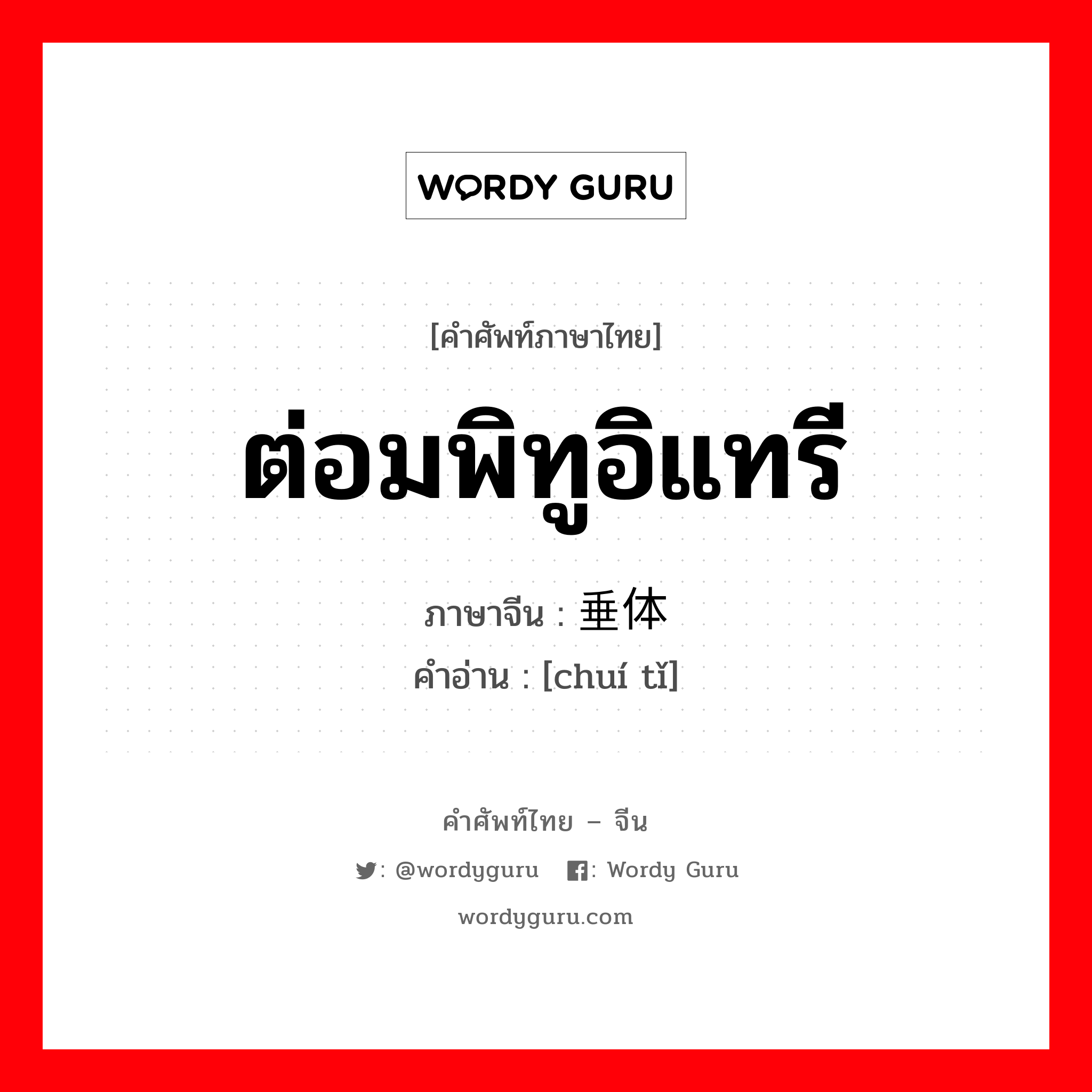 ต่อมพิทูอิแทรี ภาษาจีนคืออะไร, คำศัพท์ภาษาไทย - จีน ต่อมพิทูอิแทรี ภาษาจีน 垂体 คำอ่าน [chuí tǐ]