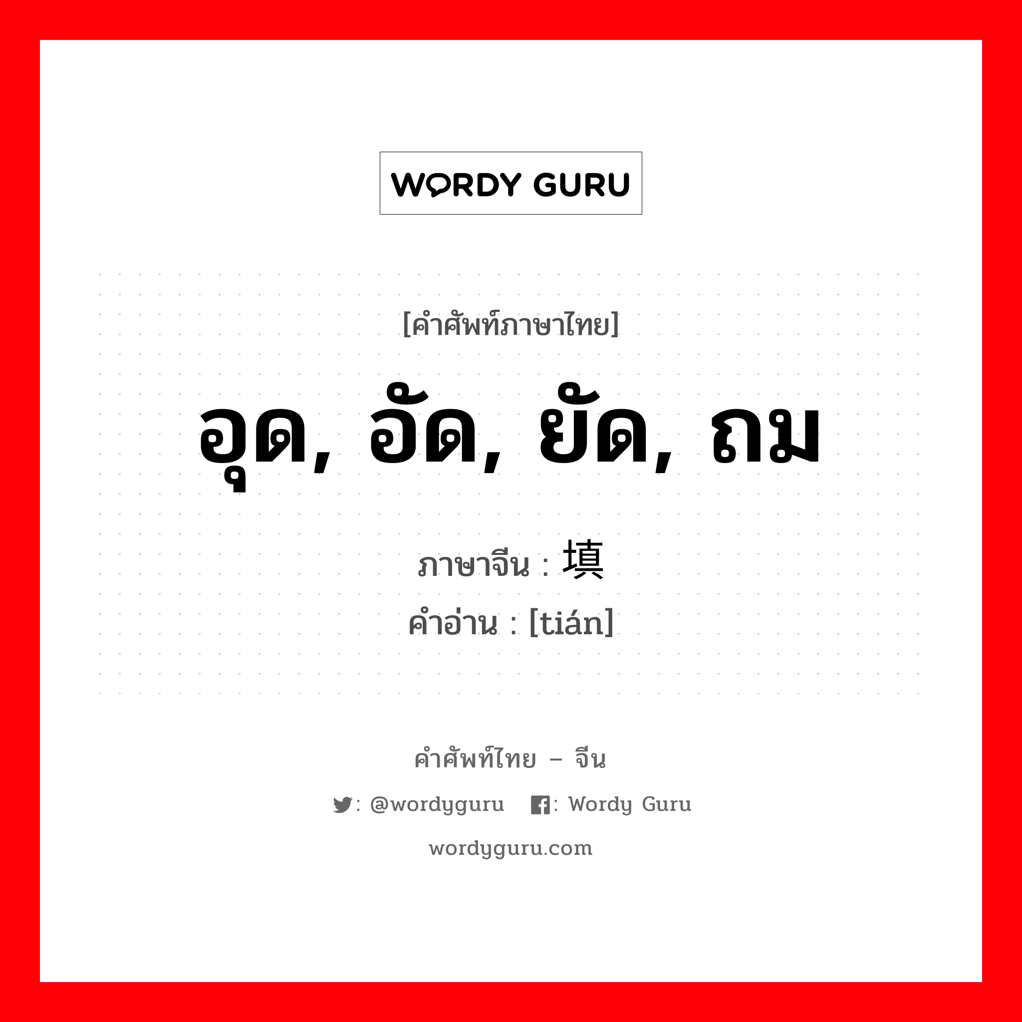 อุด, อัด, ยัด, ถม ภาษาจีนคืออะไร, คำศัพท์ภาษาไทย - จีน อุด, อัด, ยัด, ถม ภาษาจีน 填 คำอ่าน [tián]