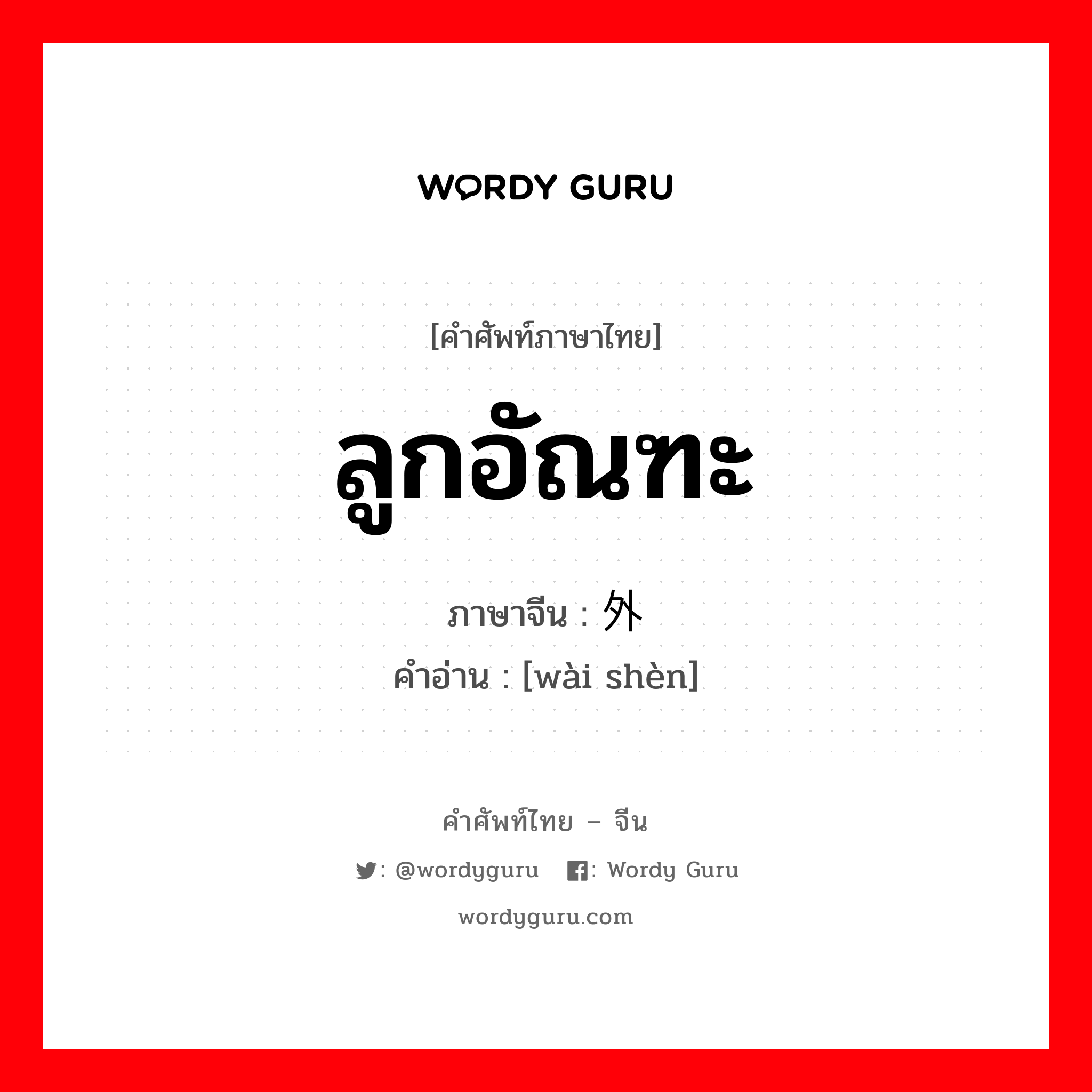 ลูกอัณฑะ ภาษาจีนคืออะไร, คำศัพท์ภาษาไทย - จีน ลูกอัณฑะ ภาษาจีน 外肾 คำอ่าน [wài shèn]