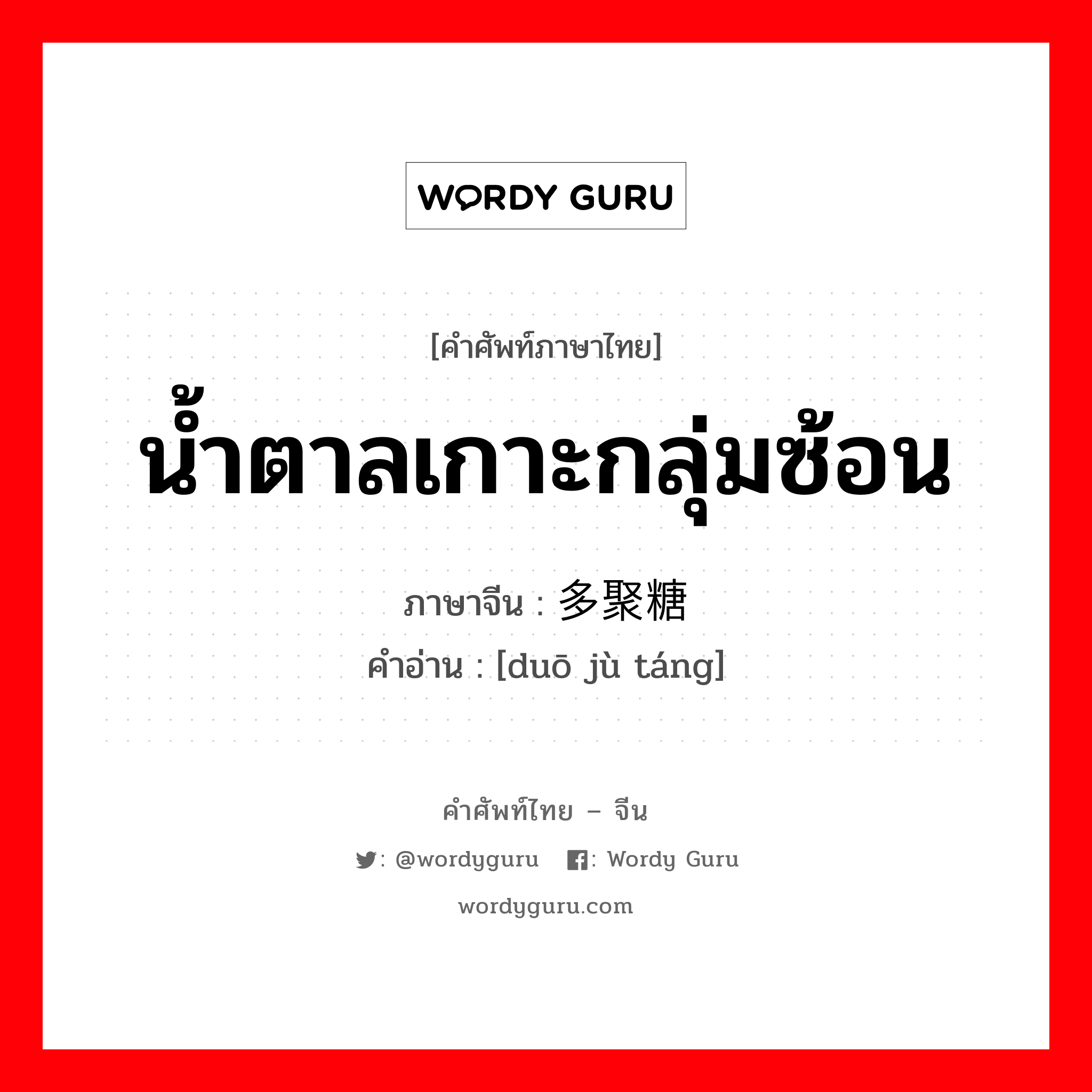 น้ำตาลเกาะกลุ่มซ้อน ภาษาจีนคืออะไร, คำศัพท์ภาษาไทย - จีน น้ำตาลเกาะกลุ่มซ้อน ภาษาจีน 多聚糖 คำอ่าน [duō jù táng]