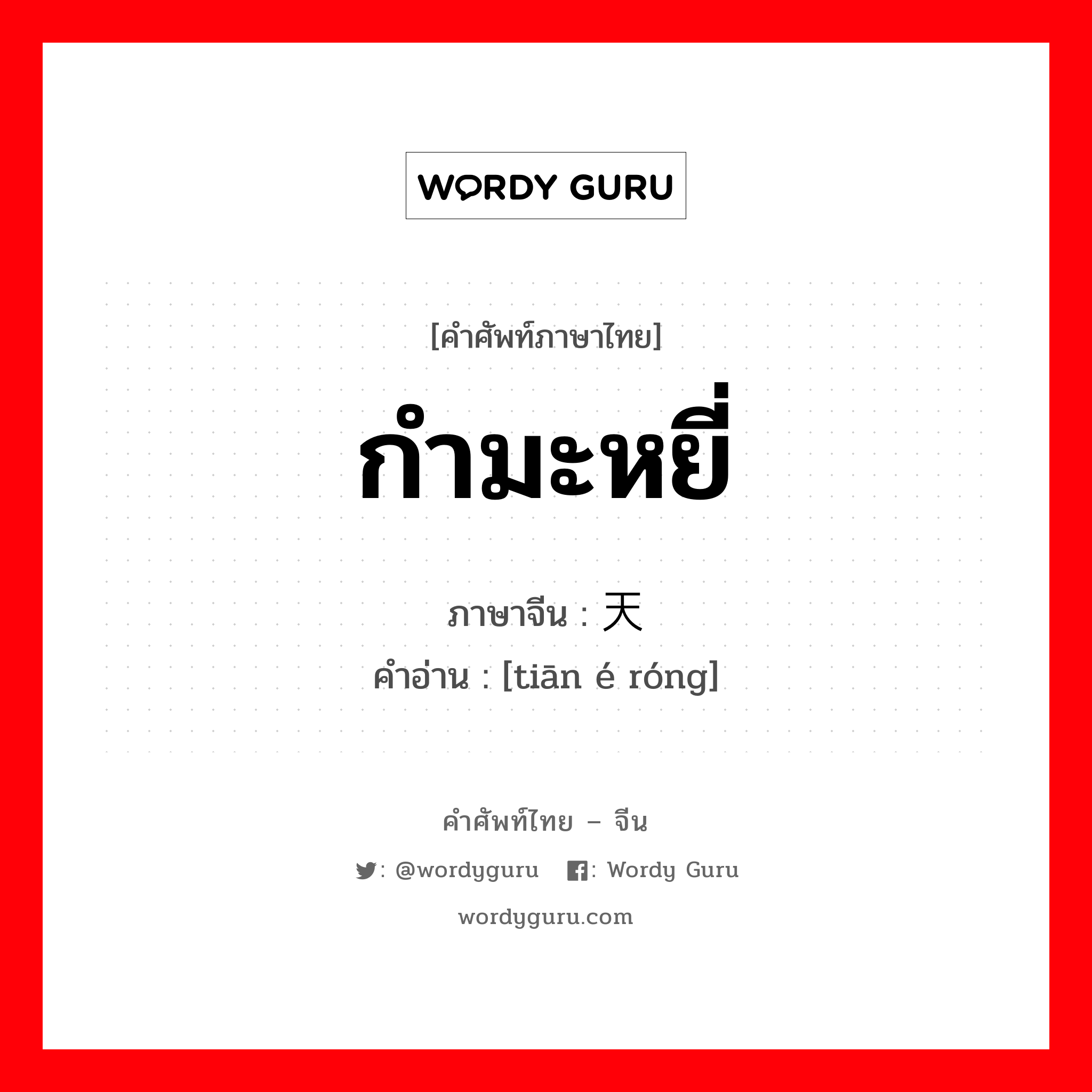 กำมะหยี่ ภาษาจีนคืออะไร, คำศัพท์ภาษาไทย - จีน กำมะหยี่ ภาษาจีน 天鹅绒 คำอ่าน [tiān é róng]