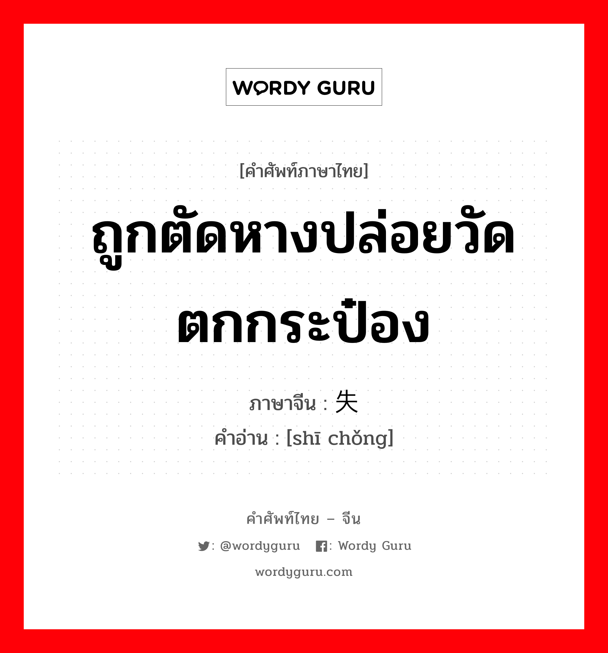 ถูกตัดหางปล่อยวัด ตกกระป๋อง ภาษาจีนคืออะไร, คำศัพท์ภาษาไทย - จีน ถูกตัดหางปล่อยวัด ตกกระป๋อง ภาษาจีน 失宠 คำอ่าน [shī chǒng]