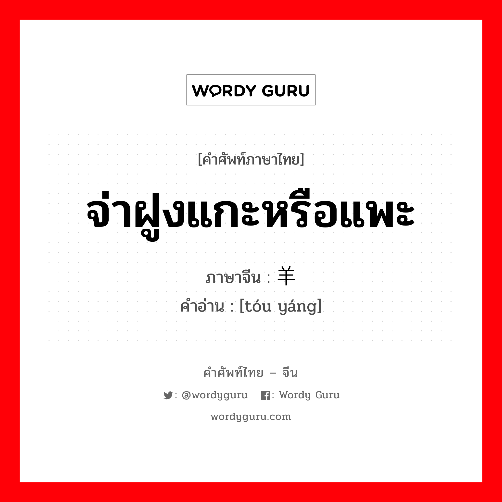 จ่าฝูงแกะหรือแพะ ภาษาจีนคืออะไร, คำศัพท์ภาษาไทย - จีน จ่าฝูงแกะหรือแพะ ภาษาจีน 头羊 คำอ่าน [tóu yáng]