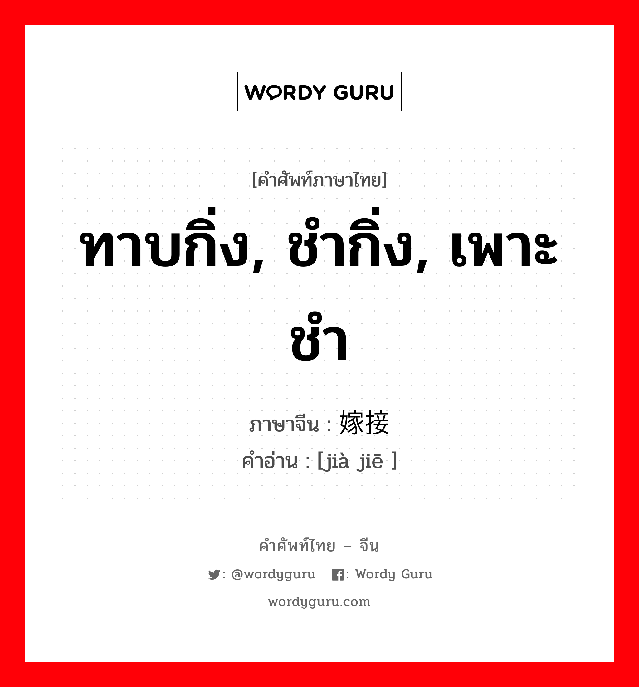 ทาบกิ่ง, ชำกิ่ง, เพาะชำ ภาษาจีนคืออะไร, คำศัพท์ภาษาไทย - จีน ทาบกิ่ง, ชำกิ่ง, เพาะชำ ภาษาจีน 嫁接 คำอ่าน [jià jiē ]