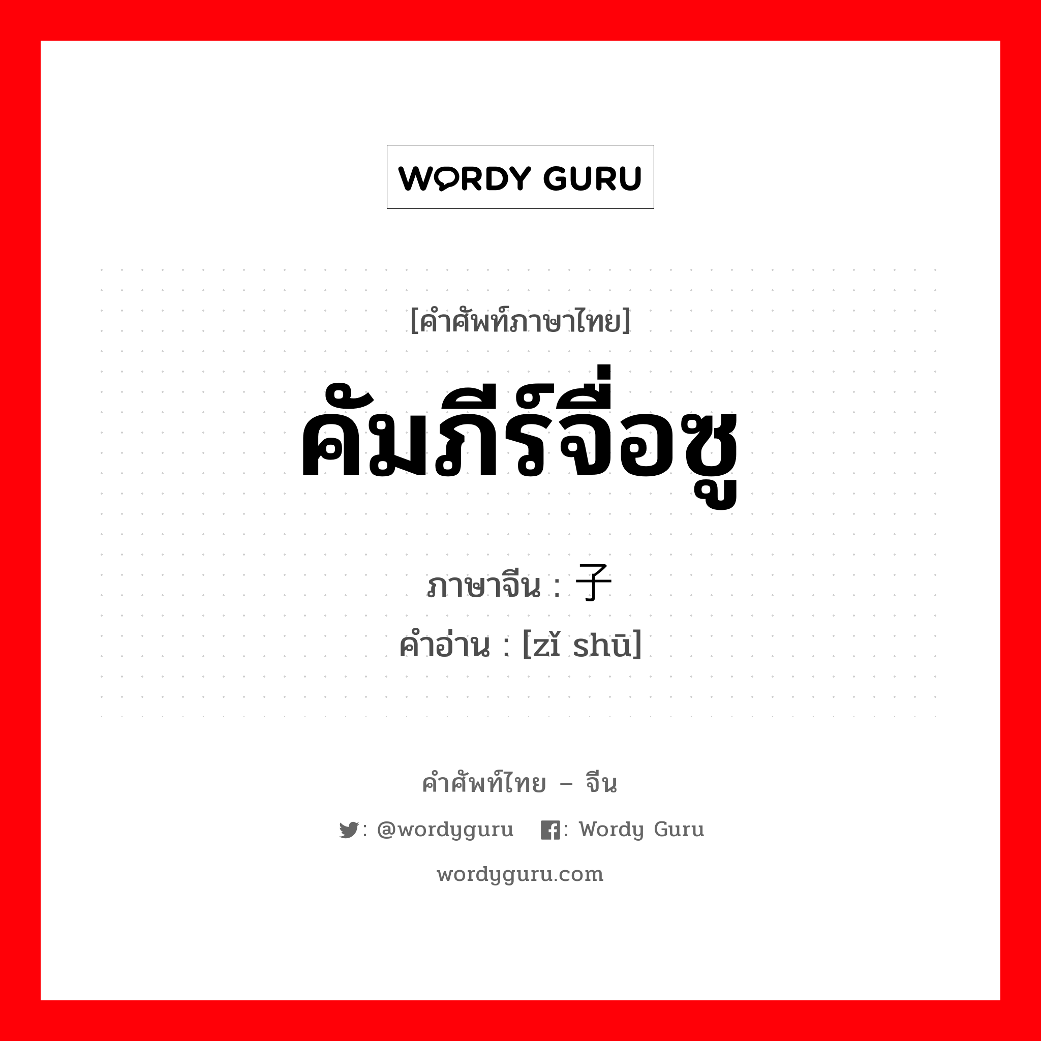 คัมภีร์จื่อซู ภาษาจีนคืออะไร, คำศัพท์ภาษาไทย - จีน คัมภีร์จื่อซู ภาษาจีน 子书 คำอ่าน [zǐ shū]