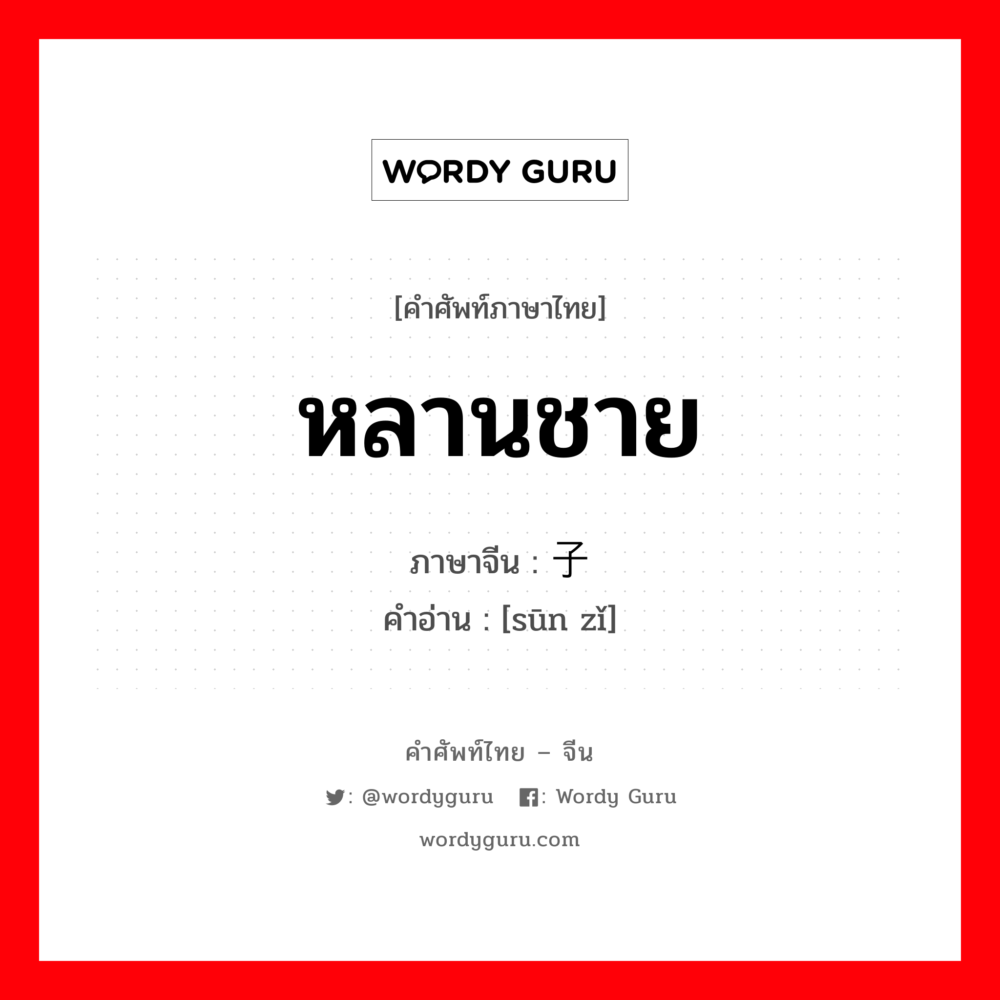 หลานชาย ภาษาจีนคืออะไร, คำศัพท์ภาษาไทย - จีน หลานชาย ภาษาจีน 孙子 คำอ่าน [sūn zǐ]