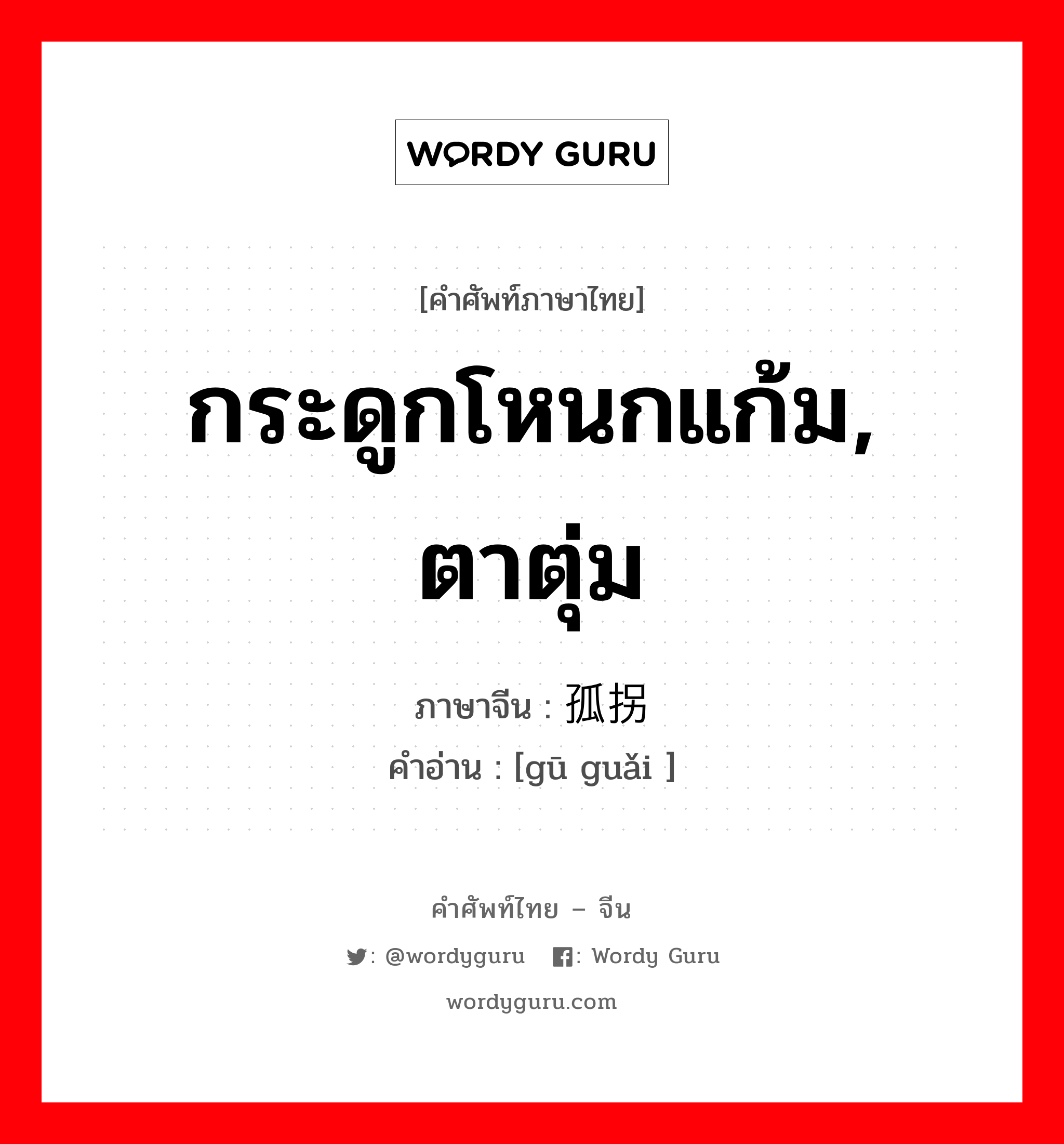 กระดูกโหนกแก้ม, ตาตุ่ม ภาษาจีนคืออะไร, คำศัพท์ภาษาไทย - จีน กระดูกโหนกแก้ม, ตาตุ่ม ภาษาจีน 孤拐 คำอ่าน [gū guǎi ]