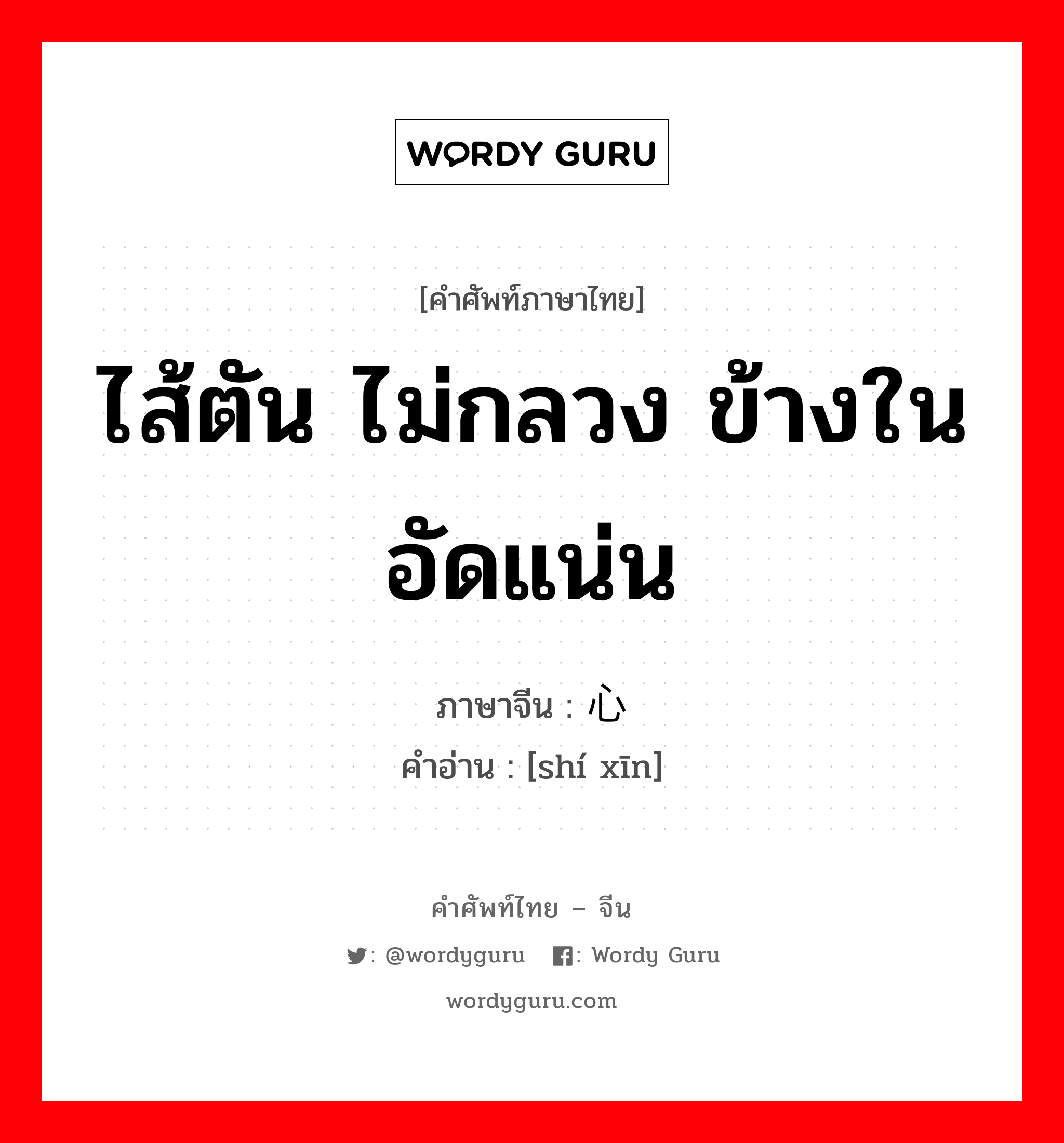 ไส้ตัน ไม่กลวง ข้างในอัดแน่น ภาษาจีนคืออะไร, คำศัพท์ภาษาไทย - จีน ไส้ตัน ไม่กลวง ข้างในอัดแน่น ภาษาจีน 实心 คำอ่าน [shí xīn]