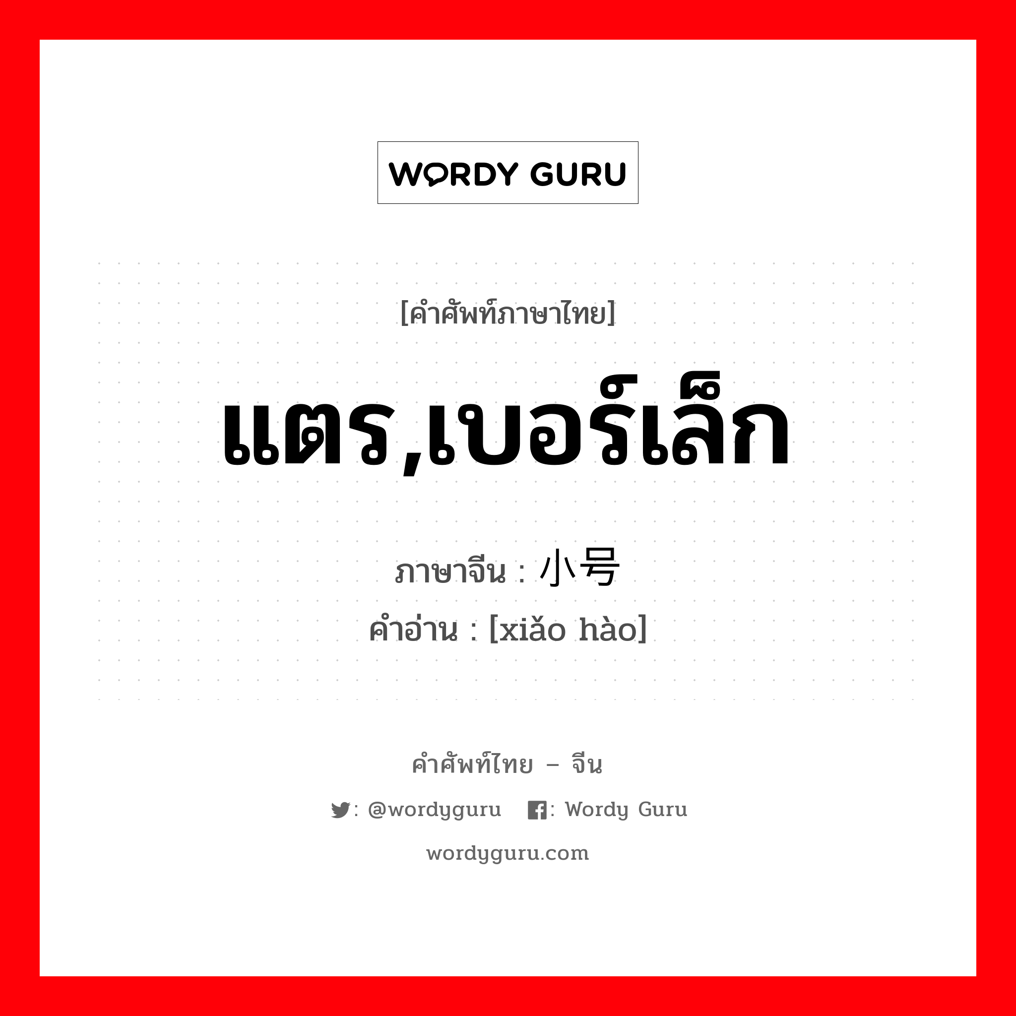 แตร,เบอร์เล็ก ภาษาจีนคืออะไร, คำศัพท์ภาษาไทย - จีน แตร,เบอร์เล็ก ภาษาจีน 小号 คำอ่าน [xiǎo hào]