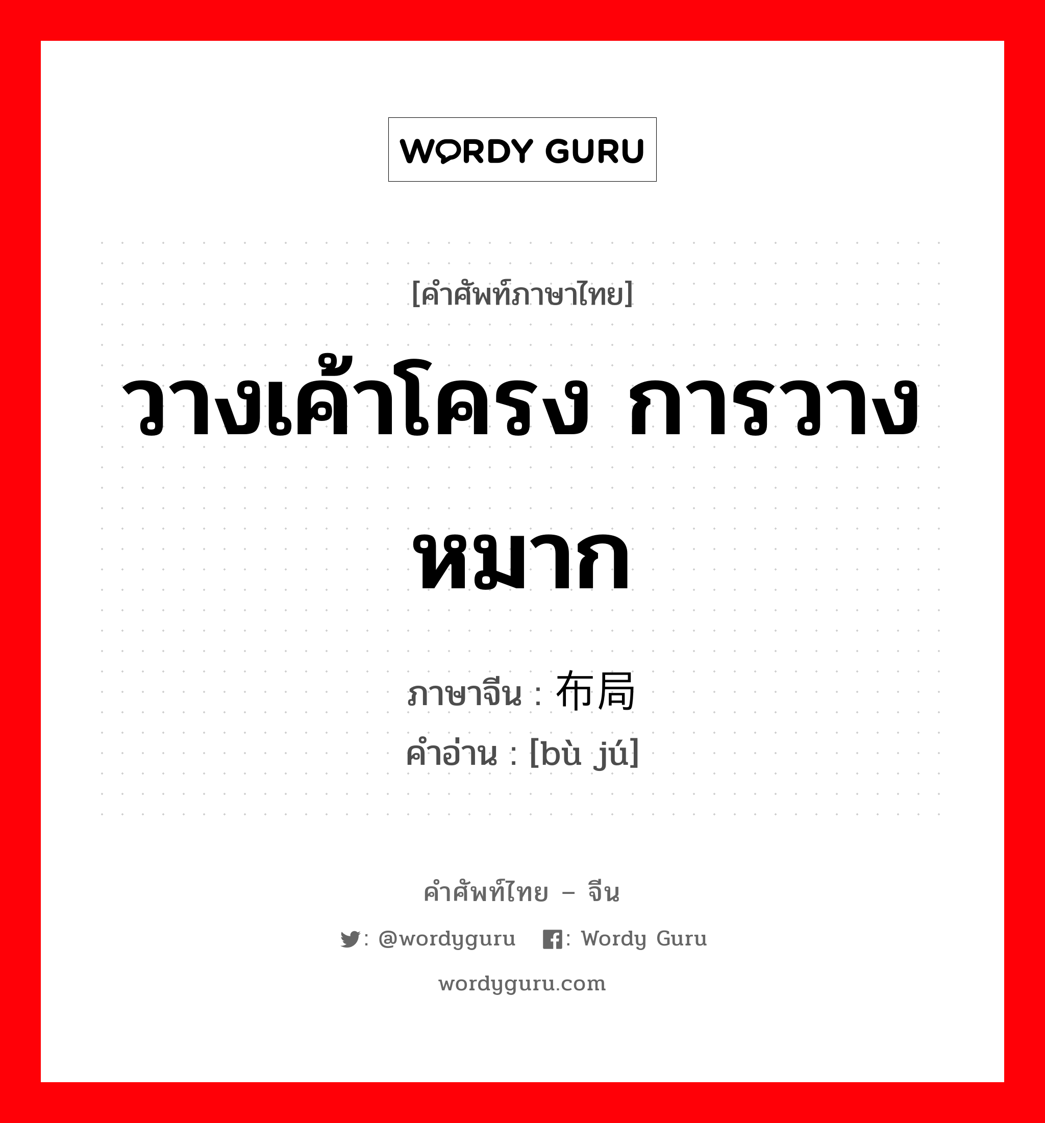 วางเค้าโครง การวางหมาก ภาษาจีนคืออะไร, คำศัพท์ภาษาไทย - จีน วางเค้าโครง การวางหมาก ภาษาจีน 布局 คำอ่าน [bù jú]