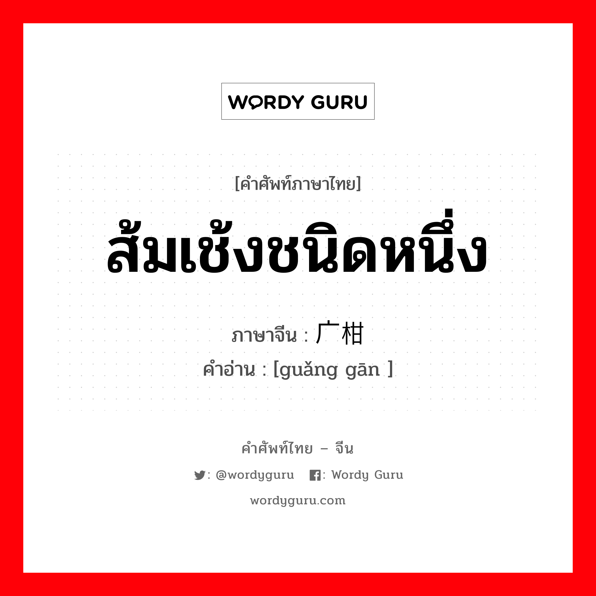 ส้มเช้งชนิดหนึ่ง ภาษาจีนคืออะไร, คำศัพท์ภาษาไทย - จีน ส้มเช้งชนิดหนึ่ง ภาษาจีน 广柑 คำอ่าน [guǎng gān ]