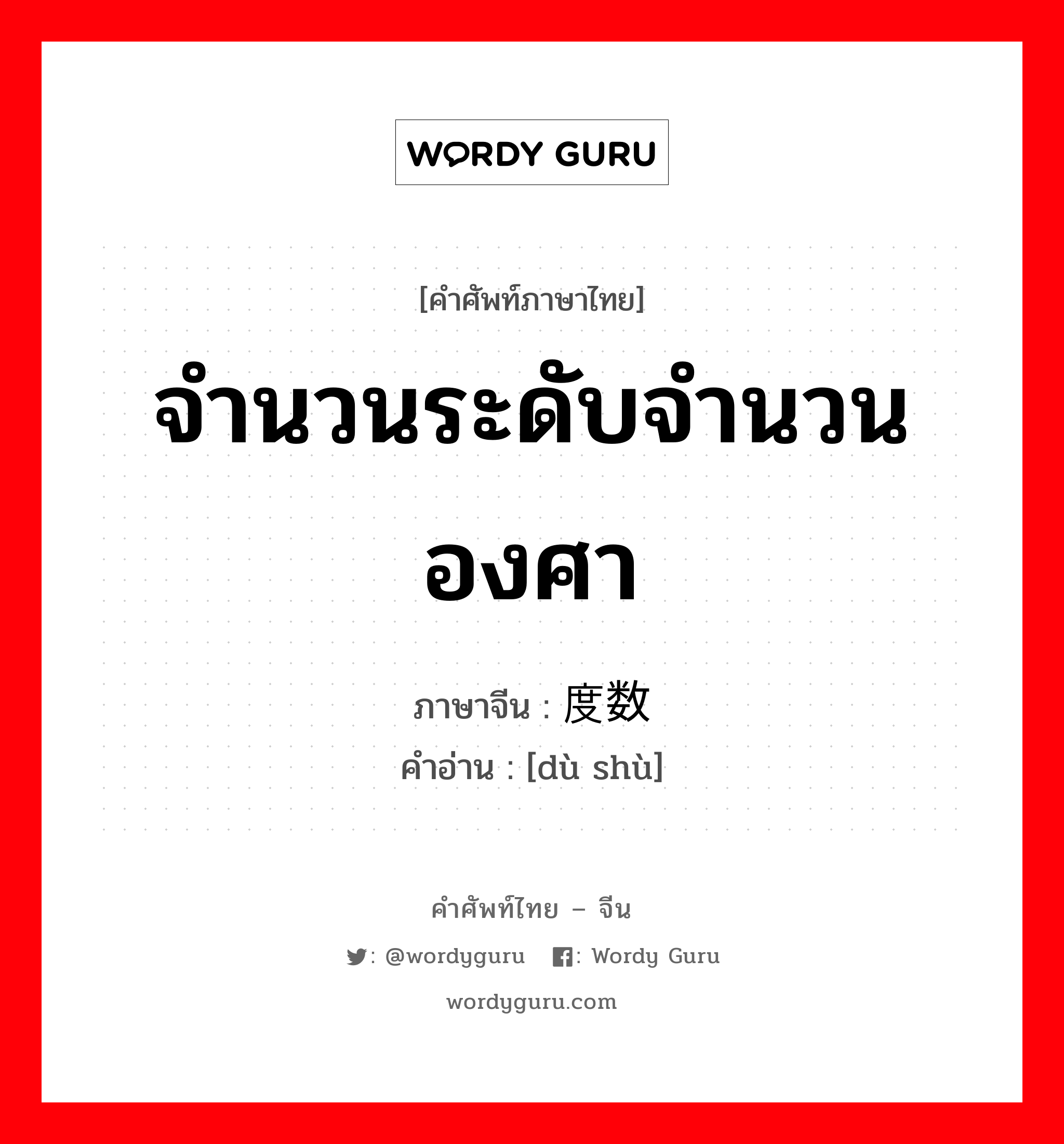 จำนวนระดับจำนวนองศา ภาษาจีนคืออะไร, คำศัพท์ภาษาไทย - จีน จำนวนระดับจำนวนองศา ภาษาจีน 度数 คำอ่าน [dù shù]