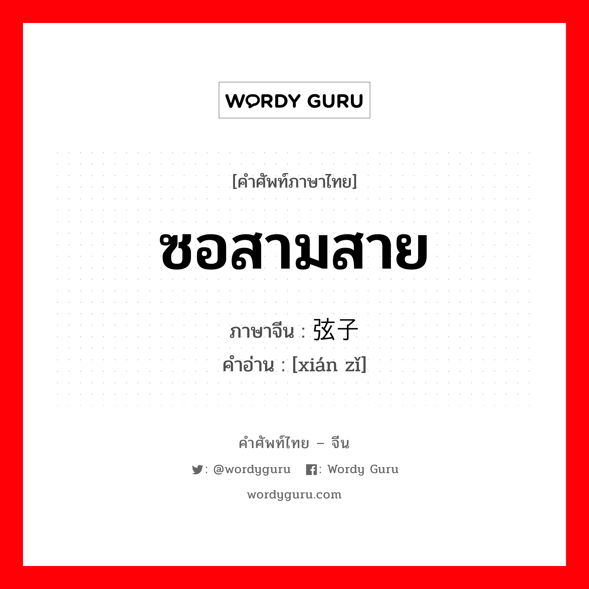 ซอสามสาย ภาษาจีนคืออะไร, คำศัพท์ภาษาไทย - จีน ซอสามสาย ภาษาจีน 弦子 คำอ่าน [xián zǐ]