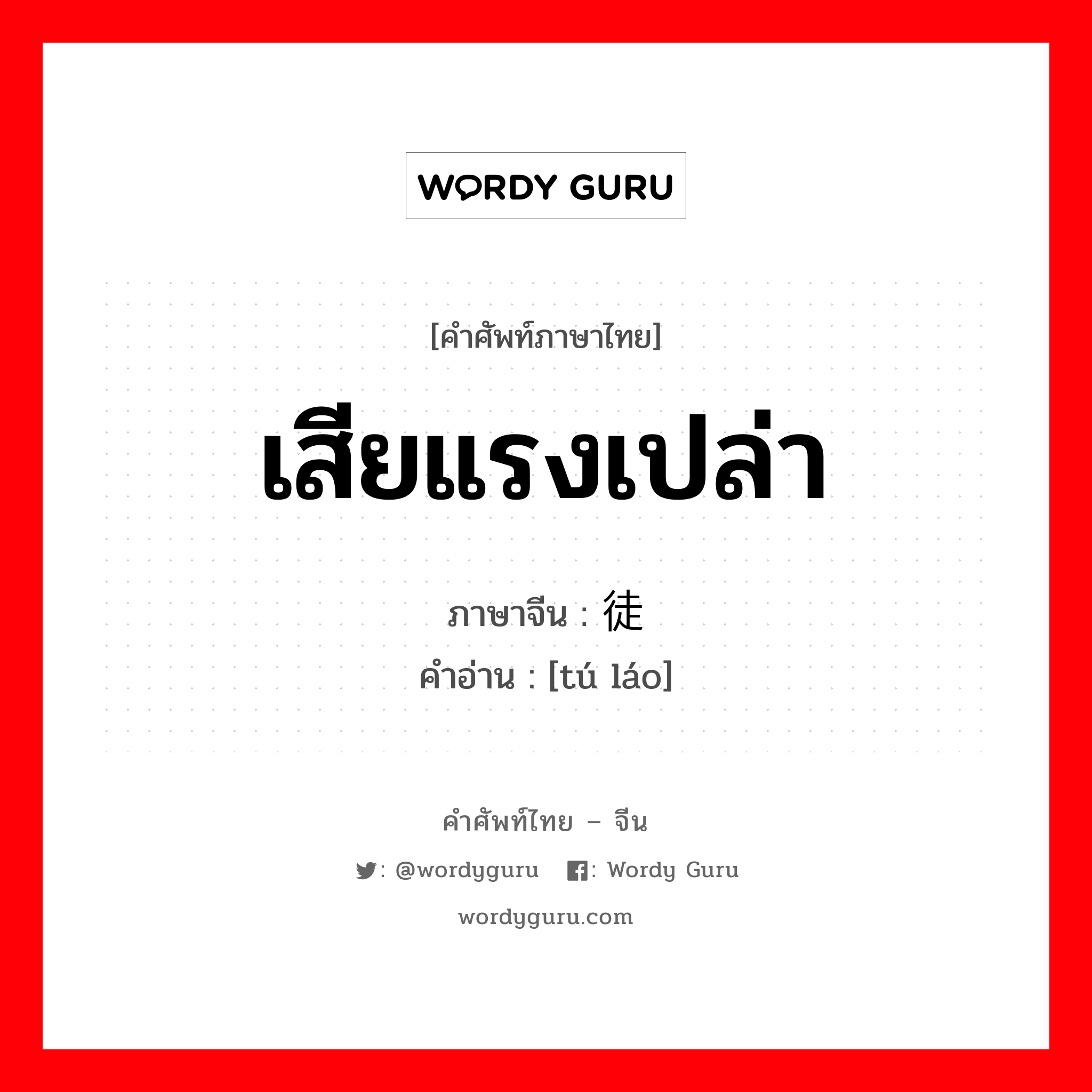 เสียแรงเปล่า ภาษาจีนคืออะไร, คำศัพท์ภาษาไทย - จีน เสียแรงเปล่า ภาษาจีน 徒劳 คำอ่าน [tú láo]