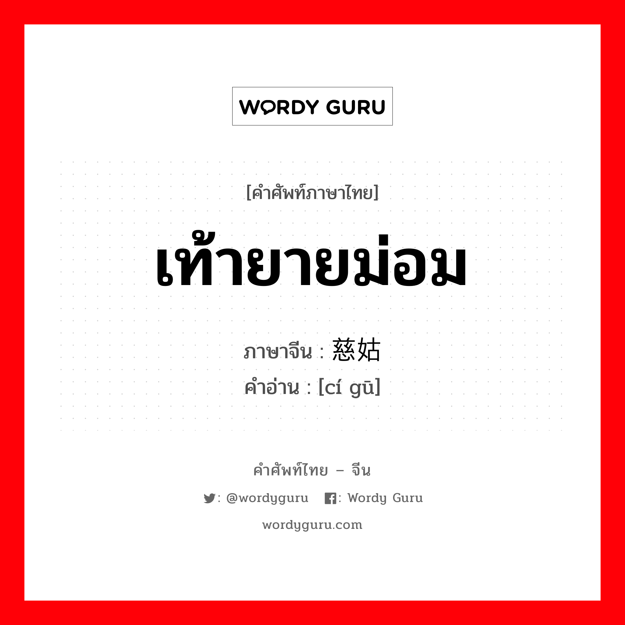 เท้ายายม่อม ภาษาจีนคืออะไร, คำศัพท์ภาษาไทย - จีน เท้ายายม่อม ภาษาจีน 慈姑 คำอ่าน [cí gū]