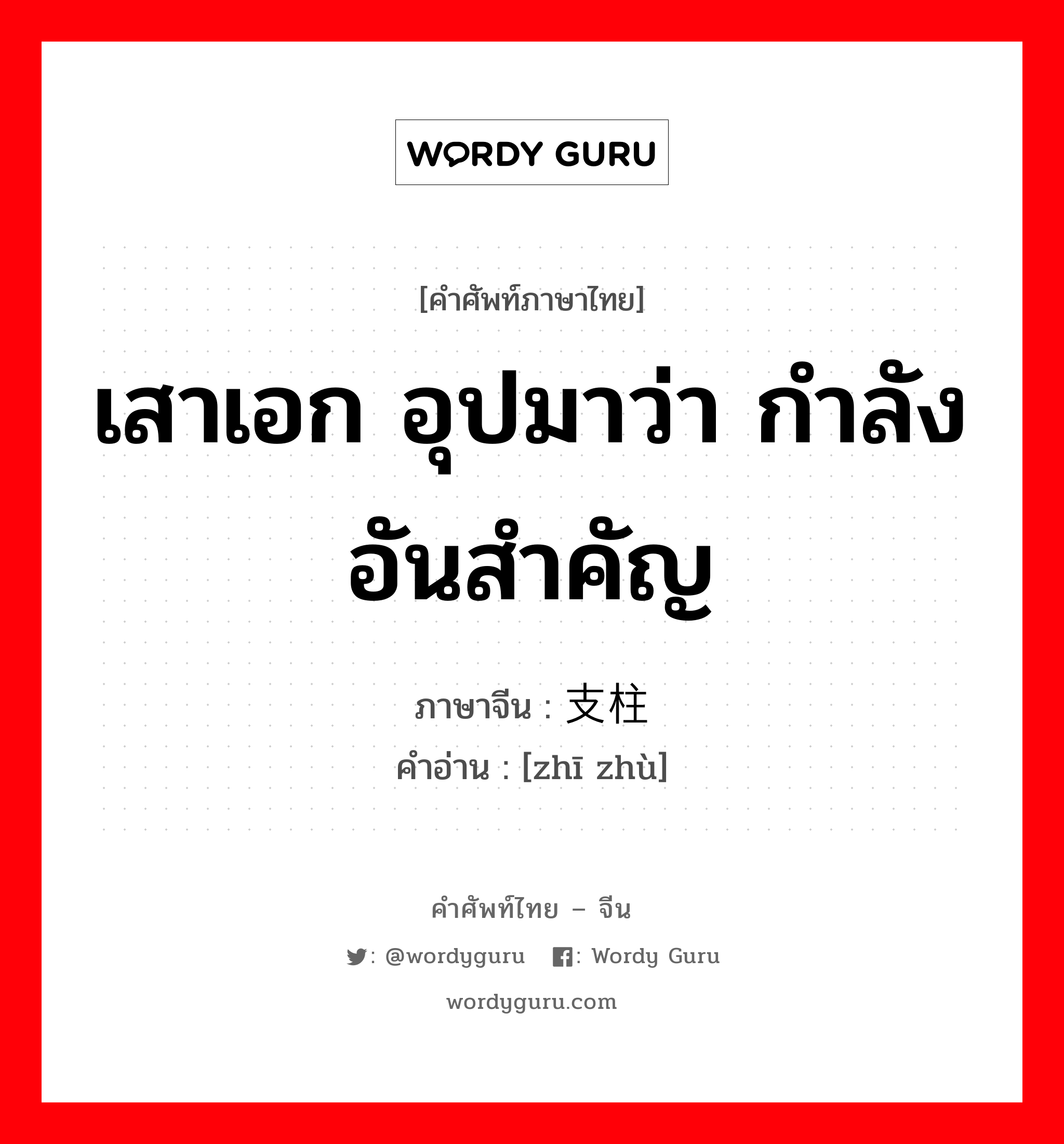 เสาเอก อุปมาว่า กำลังอันสำคัญ ภาษาจีนคืออะไร, คำศัพท์ภาษาไทย - จีน เสาเอก อุปมาว่า กำลังอันสำคัญ ภาษาจีน 支柱 คำอ่าน [zhī zhù]