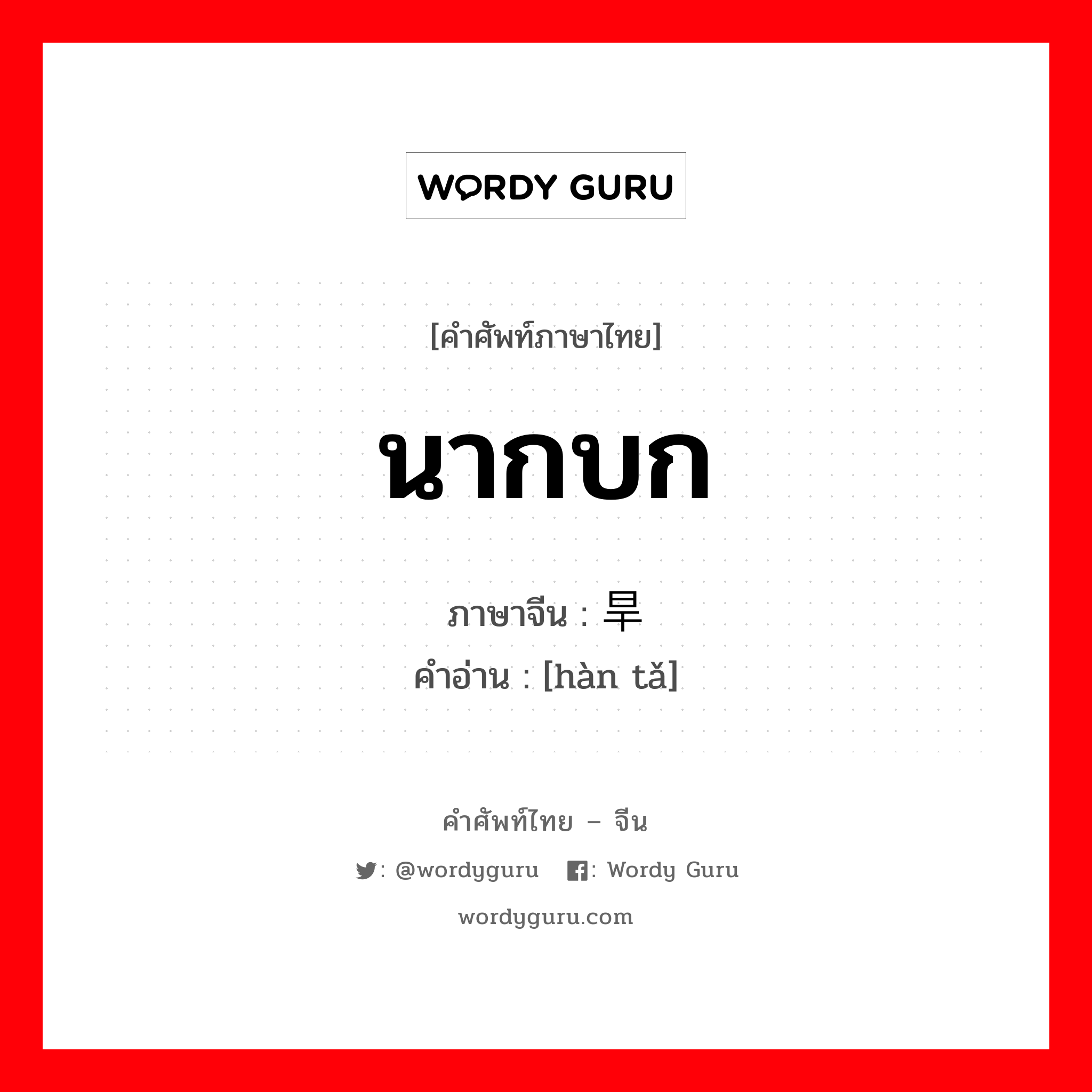 นากบก ภาษาจีนคืออะไร, คำศัพท์ภาษาไทย - จีน นากบก ภาษาจีน 旱獭 คำอ่าน [hàn tǎ]