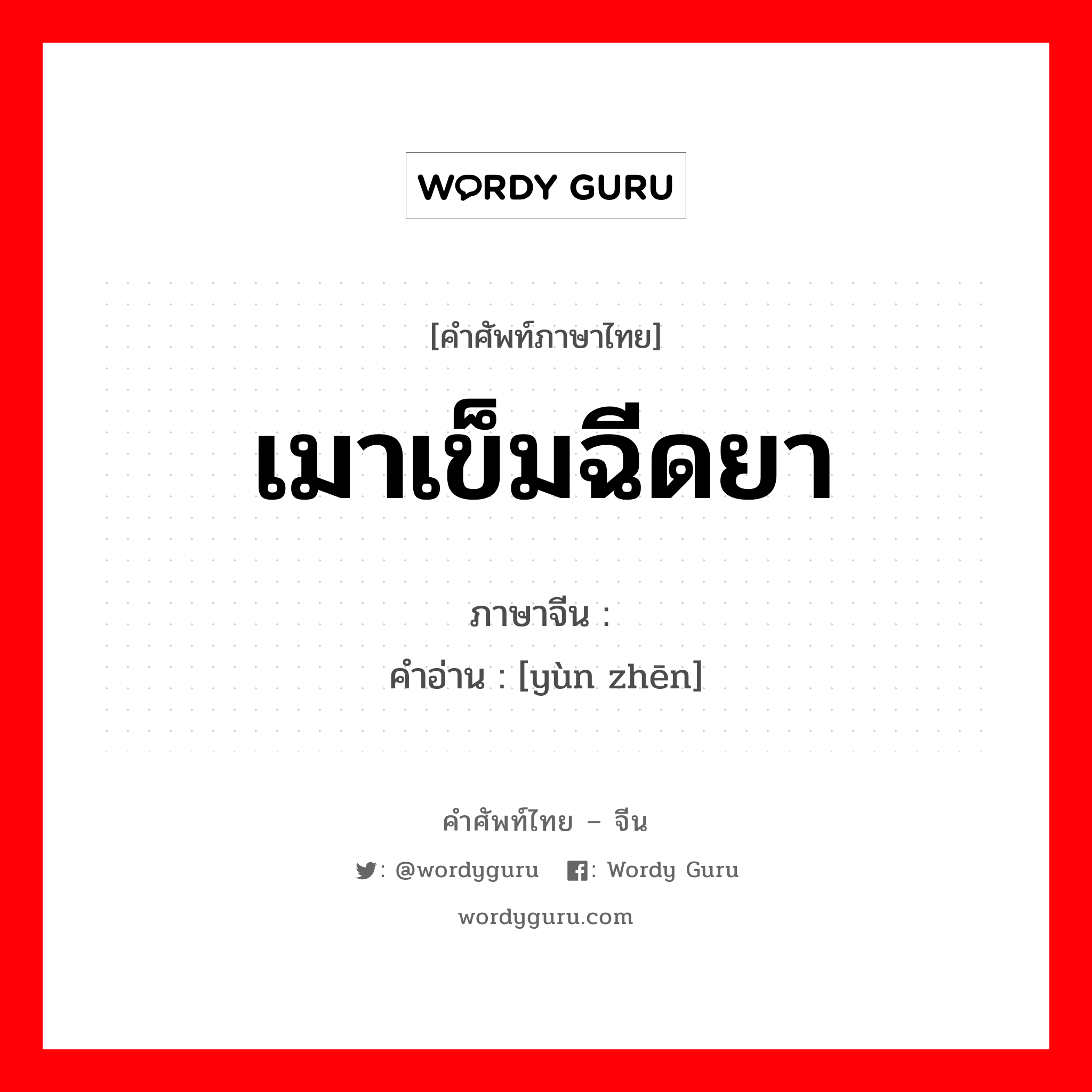 เมาเข็มฉีดยา ภาษาจีนคืออะไร, คำศัพท์ภาษาไทย - จีน เมาเข็มฉีดยา ภาษาจีน 晕针 คำอ่าน [yùn zhēn]