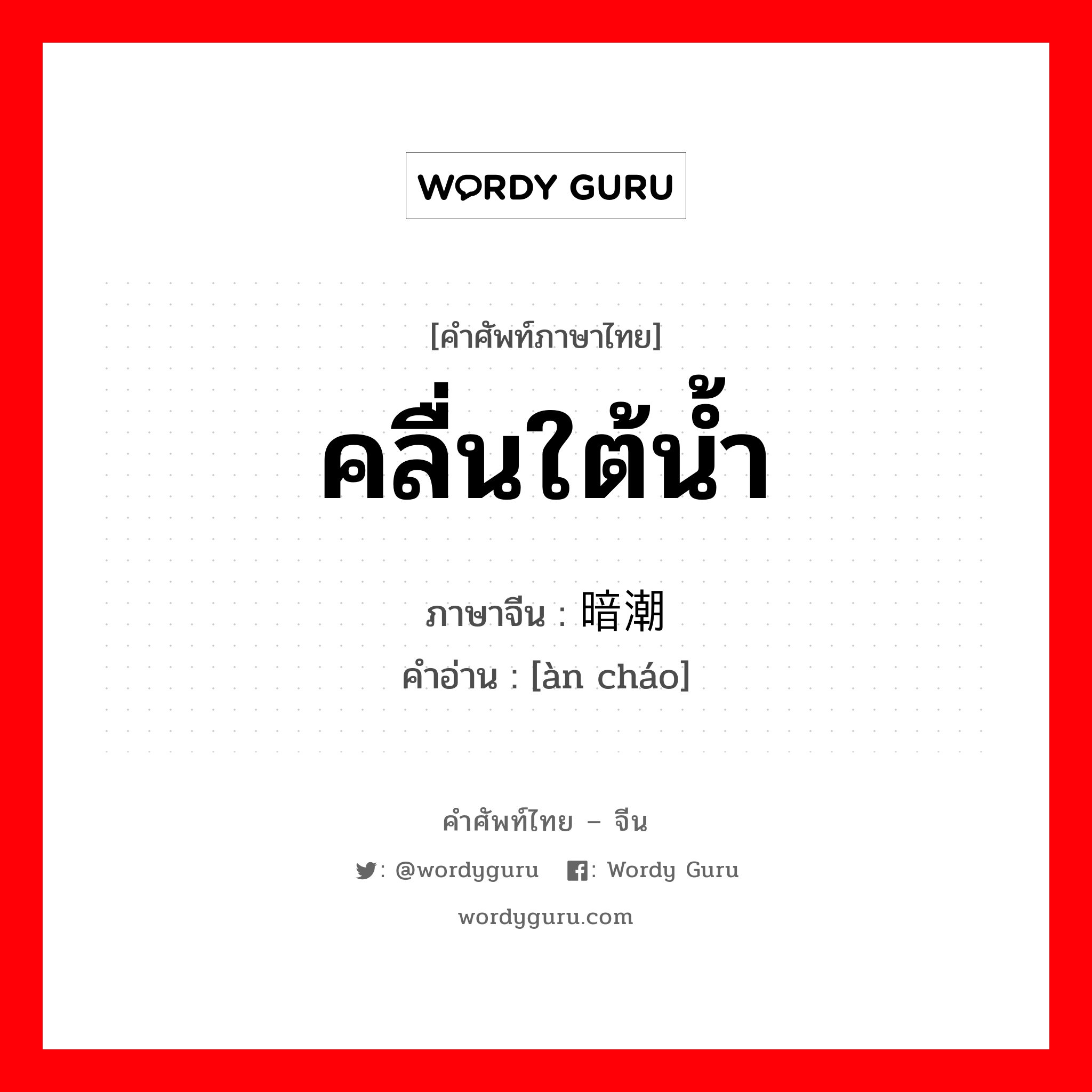 คลื่นใต้น้ำ ภาษาจีนคืออะไร, คำศัพท์ภาษาไทย - จีน คลื่นใต้น้ำ ภาษาจีน 暗潮 คำอ่าน [àn cháo]