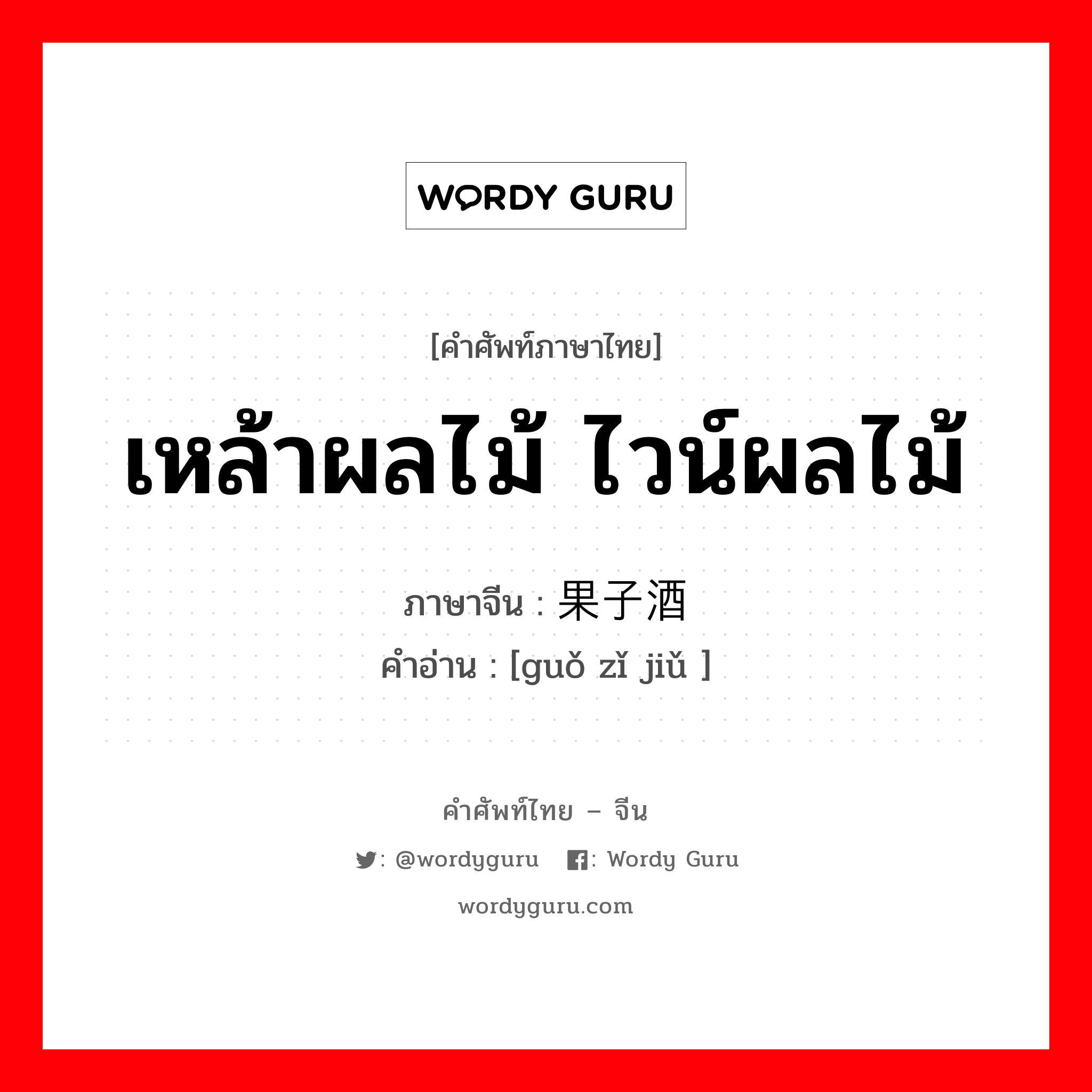 เหล้าผลไม้ ไวน์ผลไม้ ภาษาจีนคืออะไร, คำศัพท์ภาษาไทย - จีน เหล้าผลไม้ ไวน์ผลไม้ ภาษาจีน 果子酒 คำอ่าน [guǒ zǐ jiǔ ]