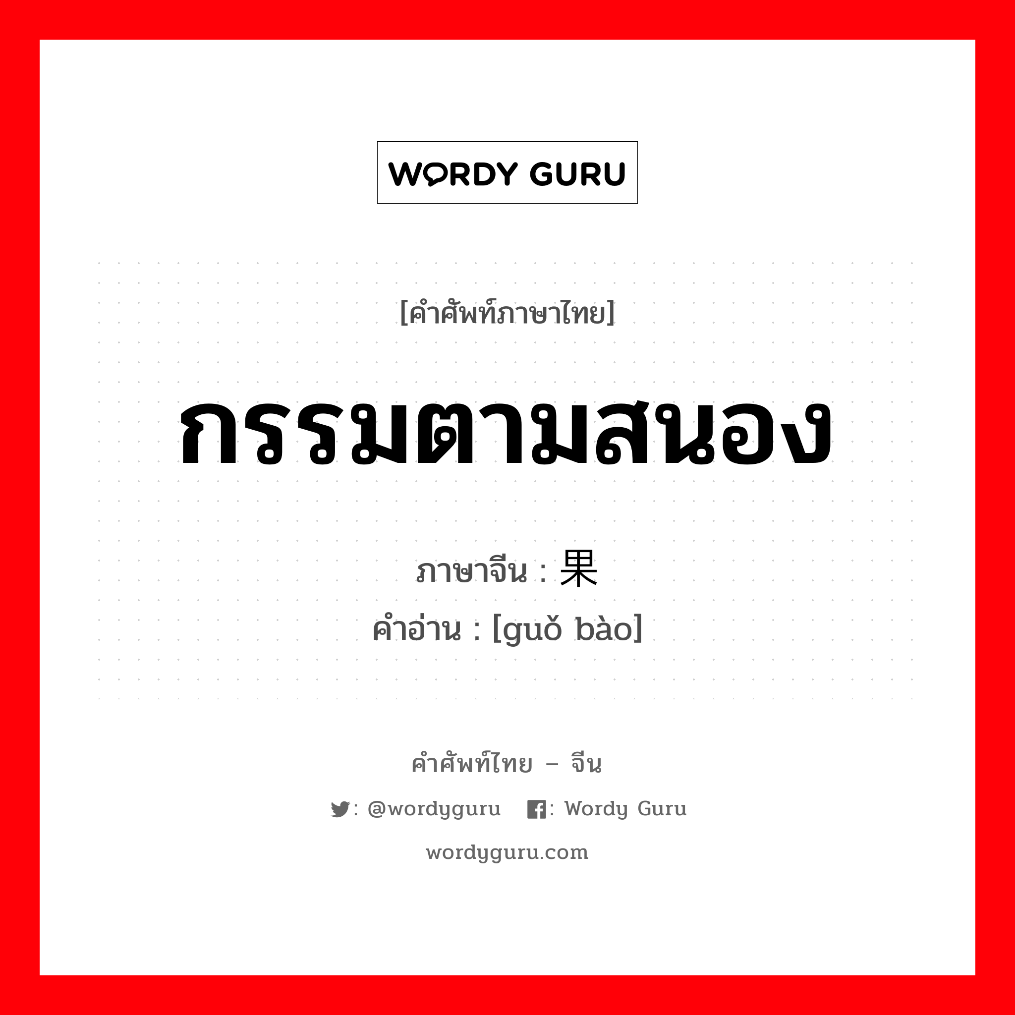 กรรมตามสนอง ภาษาจีนคืออะไร, คำศัพท์ภาษาไทย - จีน กรรมตามสนอง ภาษาจีน 果报 คำอ่าน [guǒ bào]