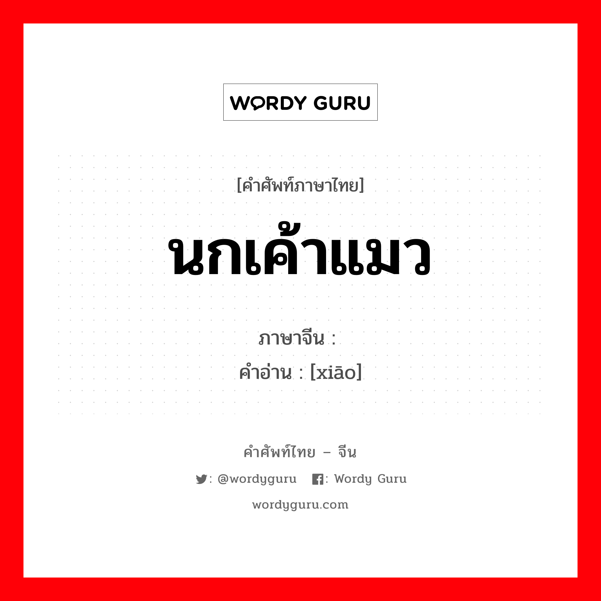 นกเค้าแมว ภาษาจีนคืออะไร, คำศัพท์ภาษาไทย - จีน นกเค้าแมว ภาษาจีน 枭 คำอ่าน [xiāo]