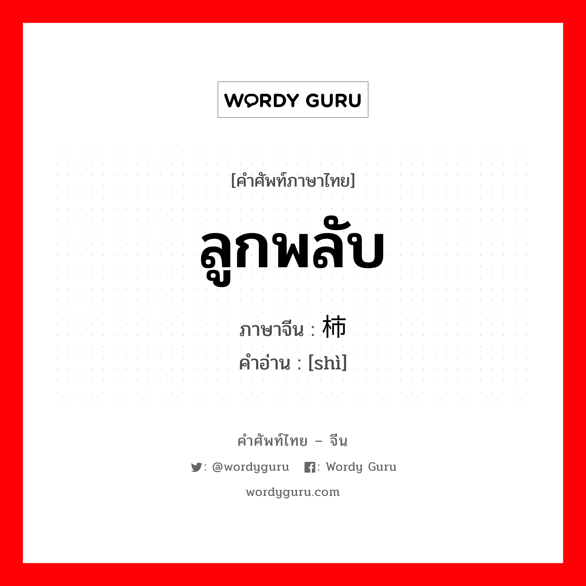 ลูกพลับ ภาษาจีนคืออะไร, คำศัพท์ภาษาไทย - จีน ลูกพลับ ภาษาจีน 柿 คำอ่าน [shì]