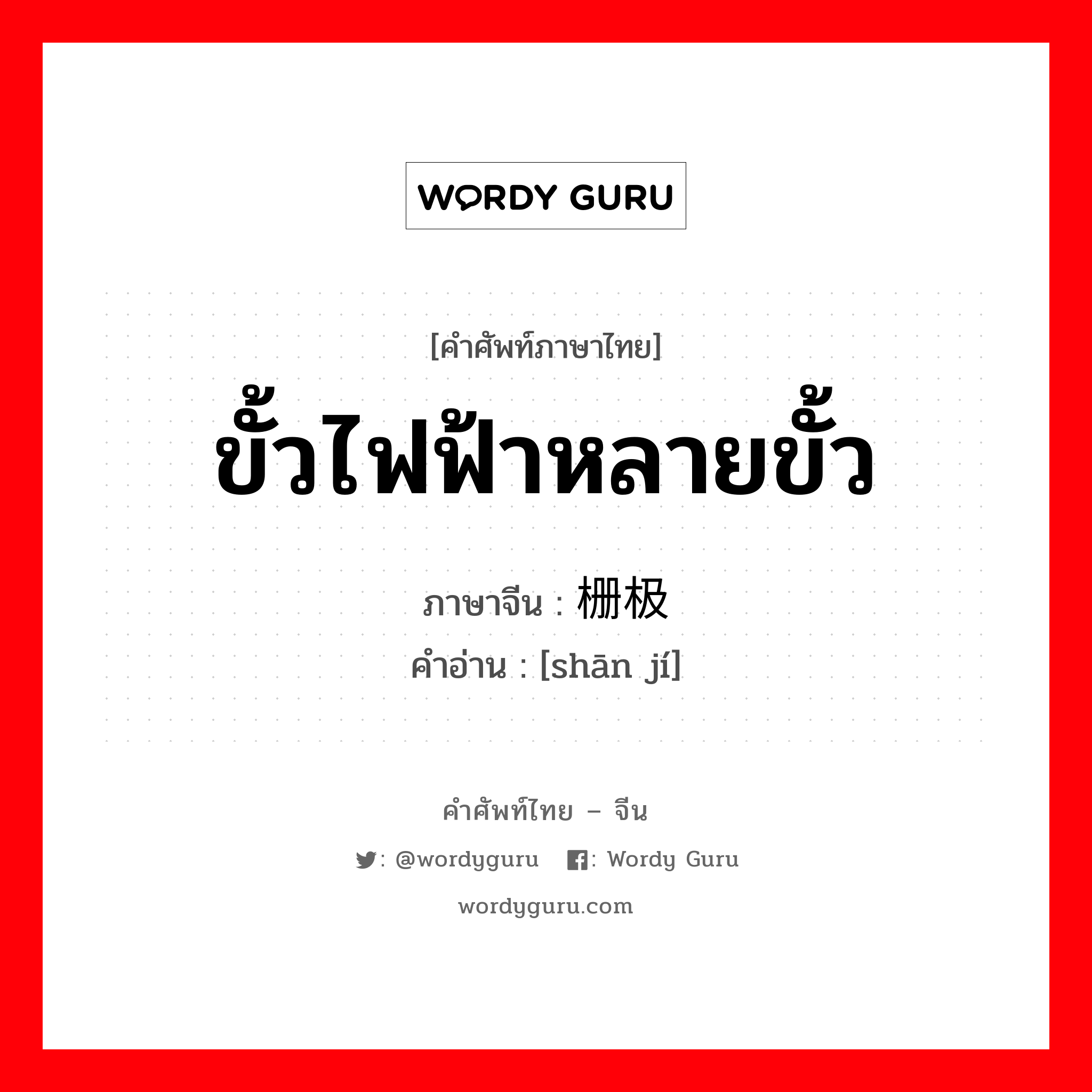 ขั้วไฟฟ้าหลายขั้ว ภาษาจีนคืออะไร, คำศัพท์ภาษาไทย - จีน ขั้วไฟฟ้าหลายขั้ว ภาษาจีน 栅极 คำอ่าน [shān jí]