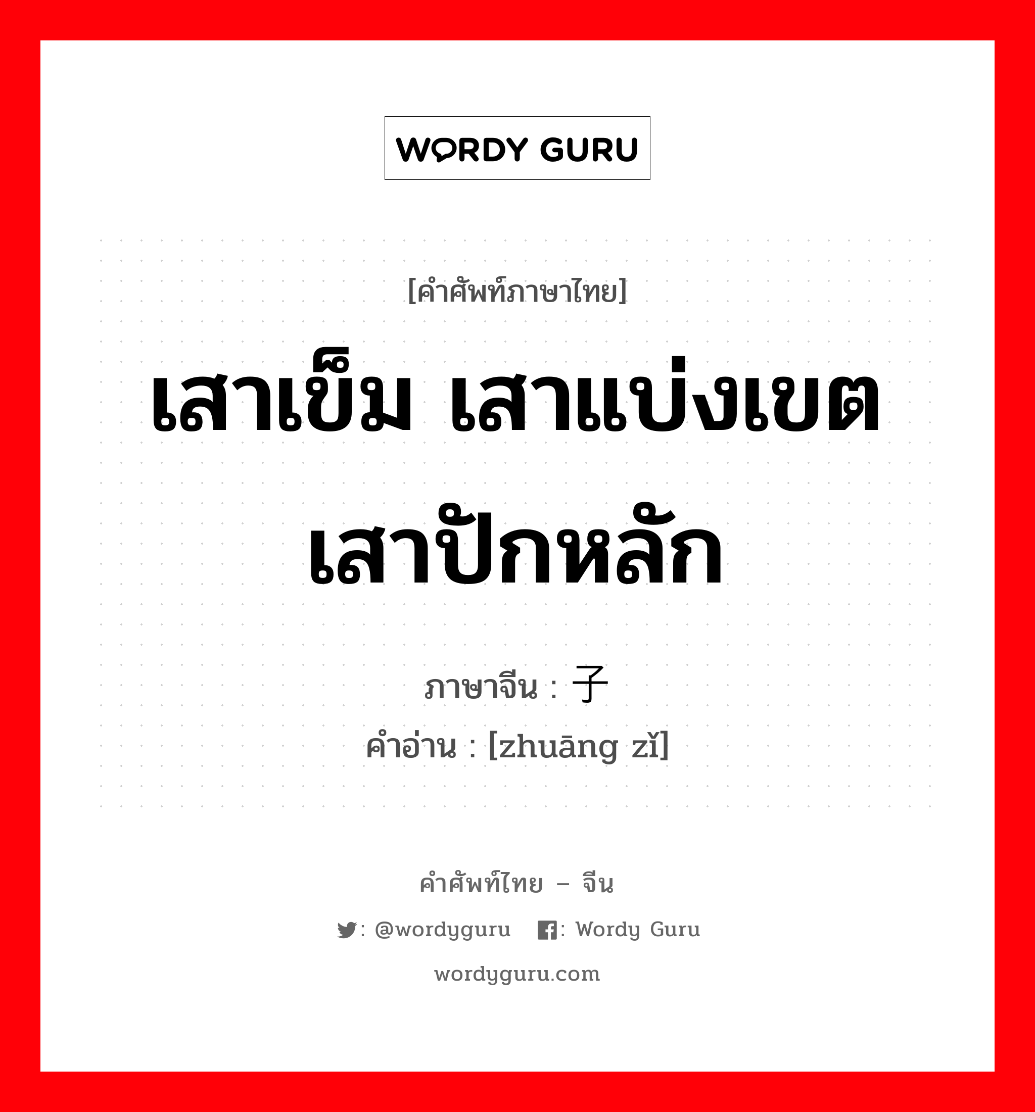 เสาเข็ม เสาแบ่งเขต เสาปักหลัก ภาษาจีนคืออะไร, คำศัพท์ภาษาไทย - จีน เสาเข็ม เสาแบ่งเขต เสาปักหลัก ภาษาจีน 桩子 คำอ่าน [zhuāng zǐ]