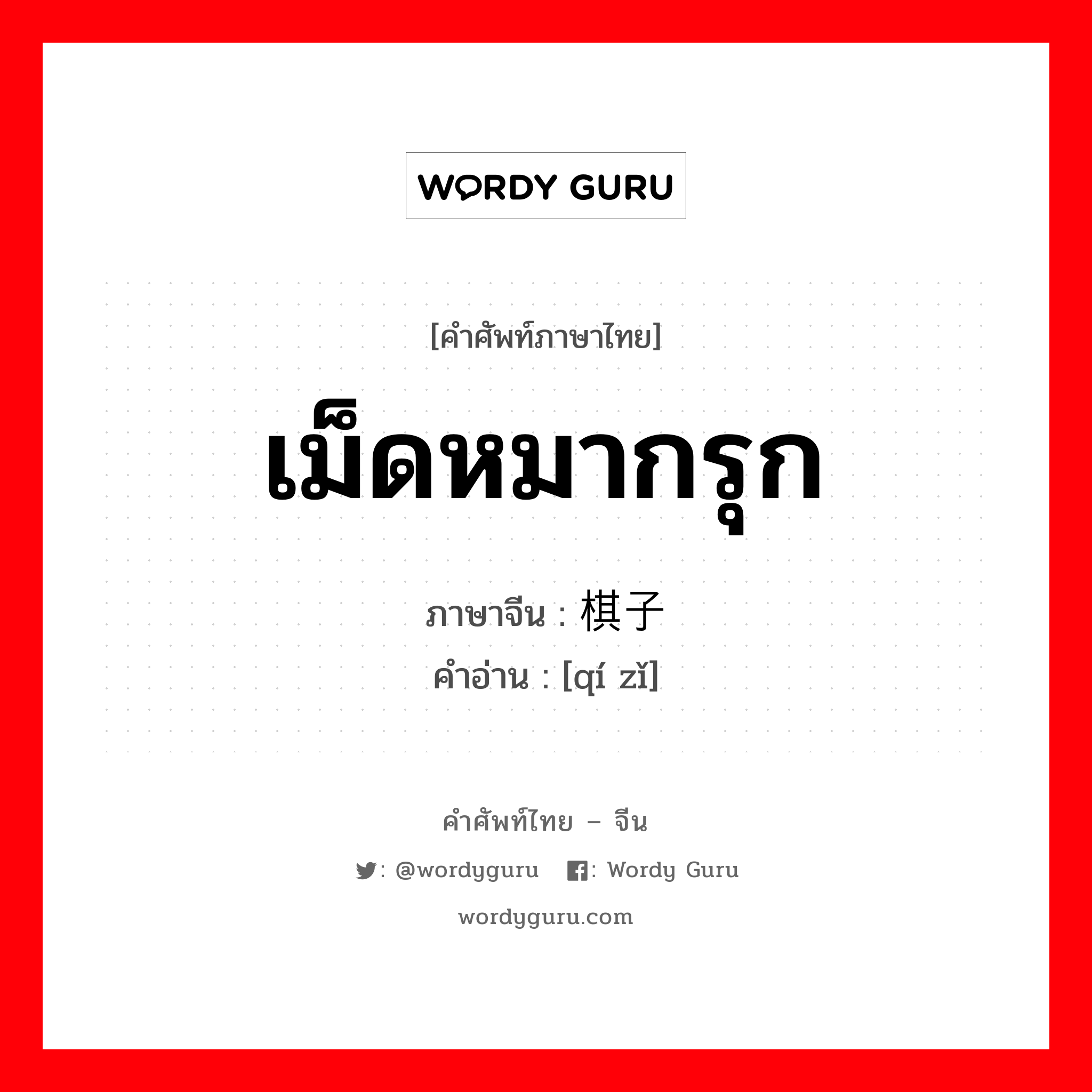 เม็ดหมากรุก ภาษาจีนคืออะไร, คำศัพท์ภาษาไทย - จีน เม็ดหมากรุก ภาษาจีน 棋子 คำอ่าน [qí zǐ]