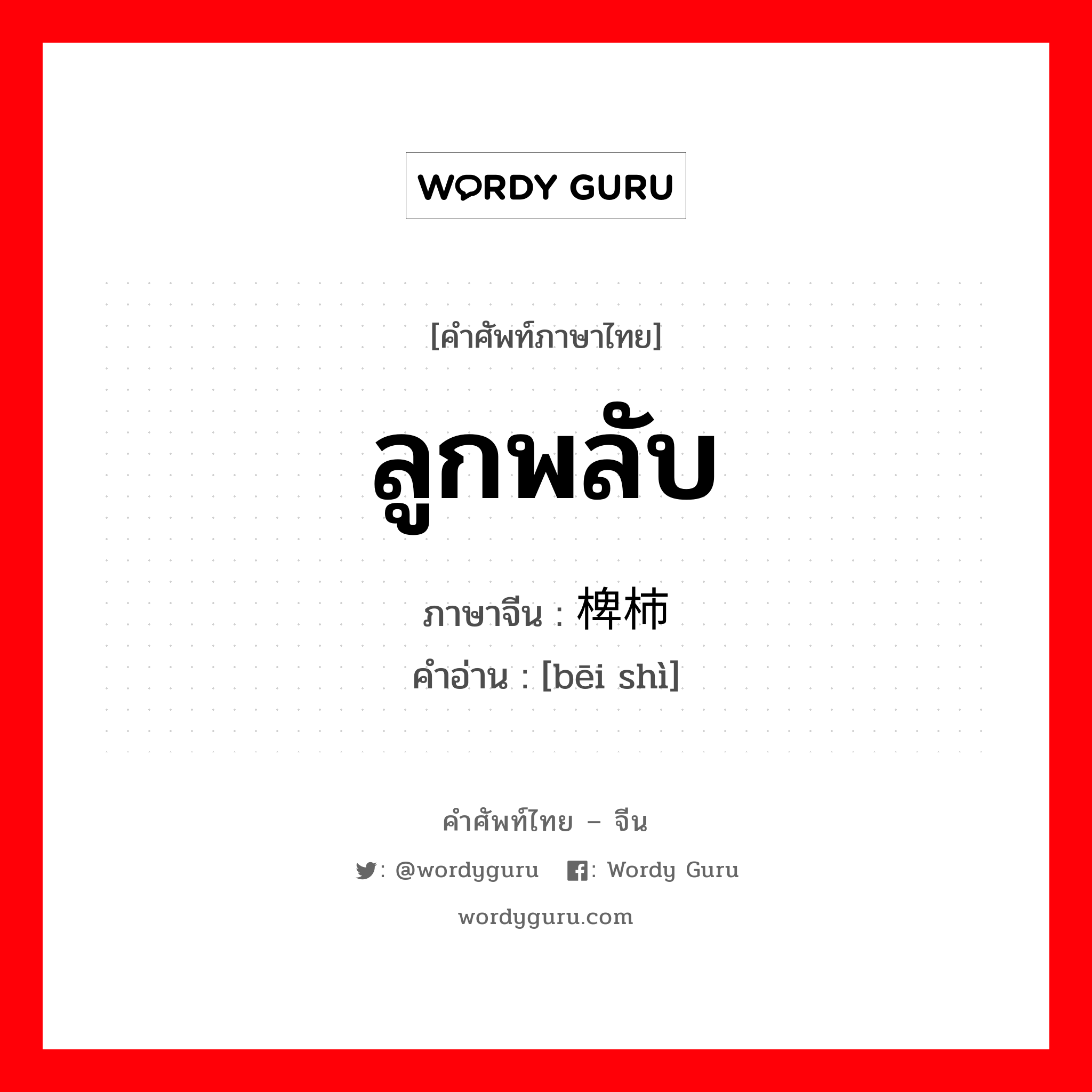 ลูกพลับ ภาษาจีนคืออะไร, คำศัพท์ภาษาไทย - จีน ลูกพลับ ภาษาจีน 椑柿 คำอ่าน [bēi shì]