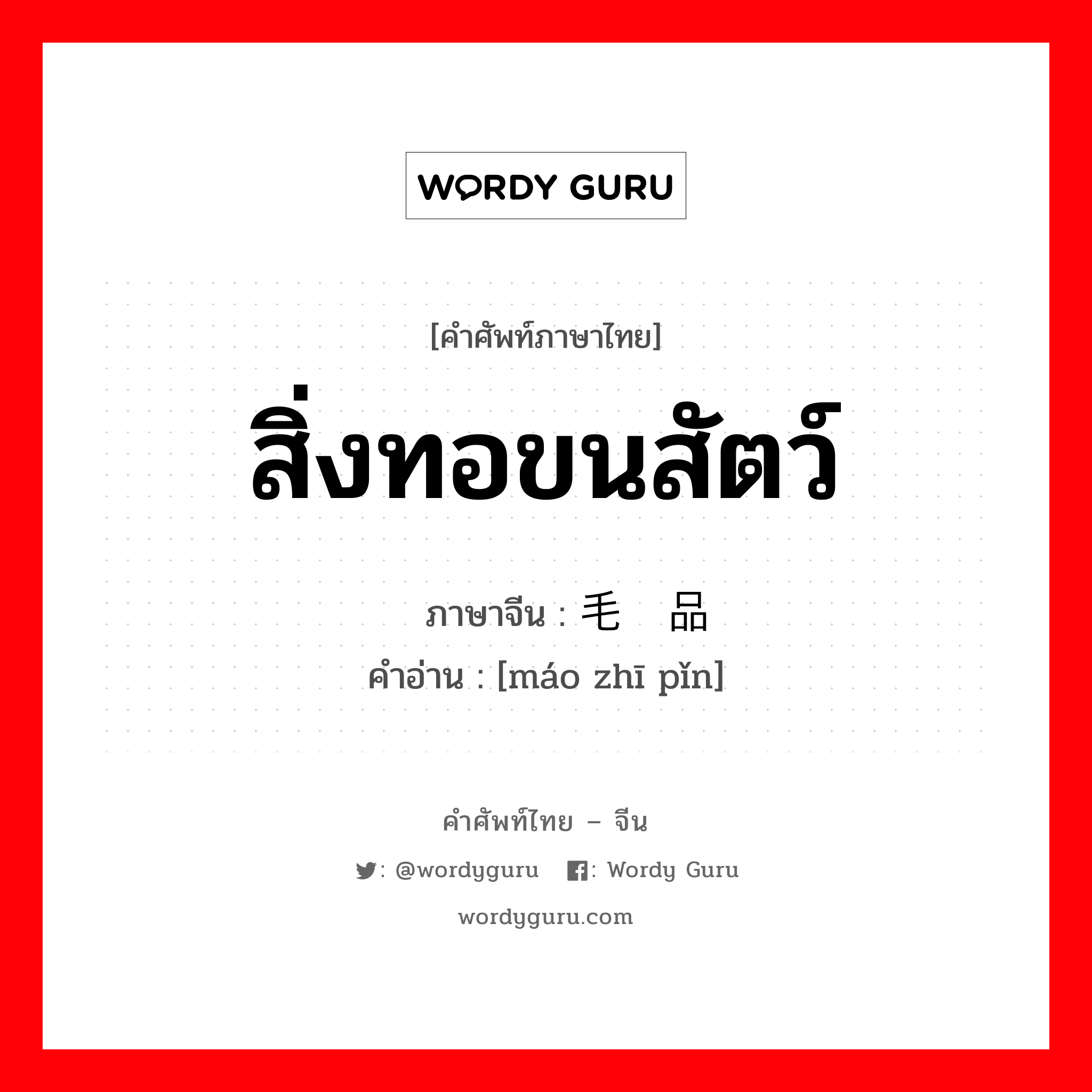 สิ่งทอขนสัตว์ ภาษาจีนคืออะไร, คำศัพท์ภาษาไทย - จีน สิ่งทอขนสัตว์ ภาษาจีน 毛织品 คำอ่าน [máo zhī pǐn]