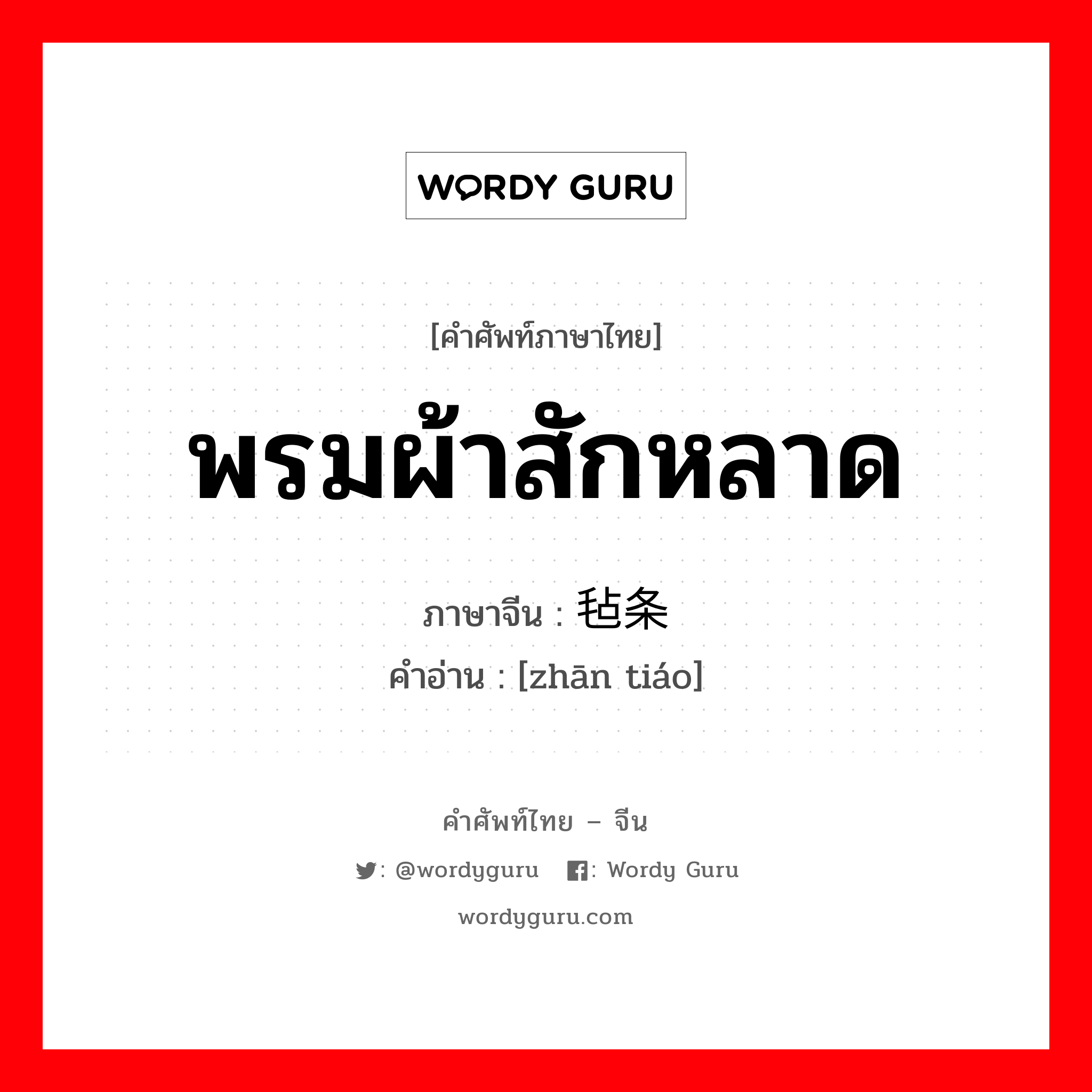 พรมผ้าสักหลาด ภาษาจีนคืออะไร, คำศัพท์ภาษาไทย - จีน พรมผ้าสักหลาด ภาษาจีน 毡条 คำอ่าน [zhān tiáo]