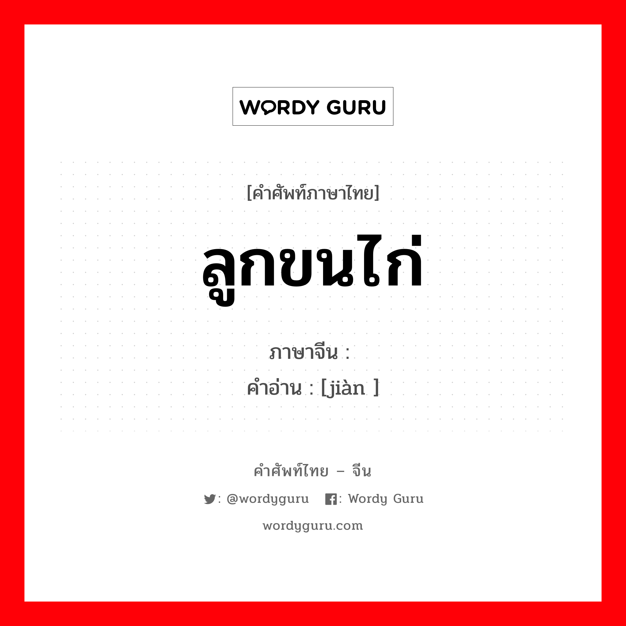 ลูกขนไก่ ภาษาจีนคืออะไร, คำศัพท์ภาษาไทย - จีน ลูกขนไก่ ภาษาจีน 毽 คำอ่าน [jiàn ]